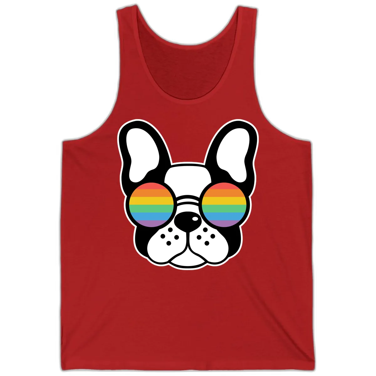 Rainbow Sunglasses French Bulldog Pride Tank in Red
