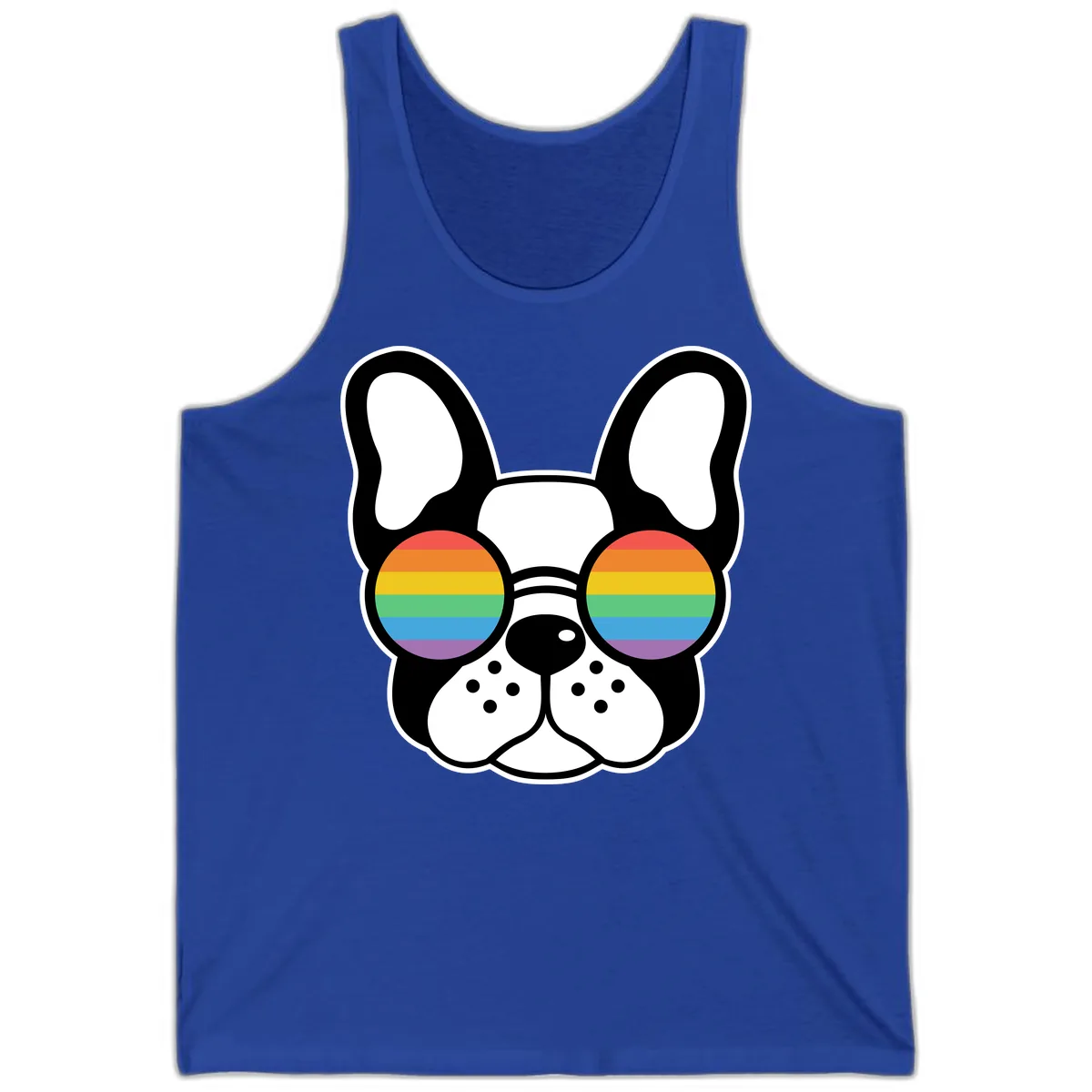 Rainbow Sunglasses French Bulldog Pride Tank in True Royal
