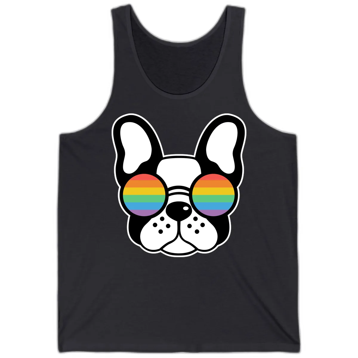 Rainbow Sunglasses French Bulldog Pride Tank in Dark Grey
