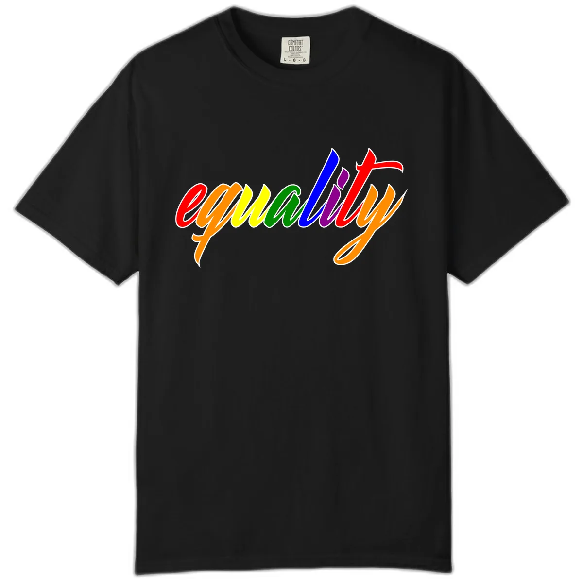 Equality Rainbow Pride Design Comfort Color in Black