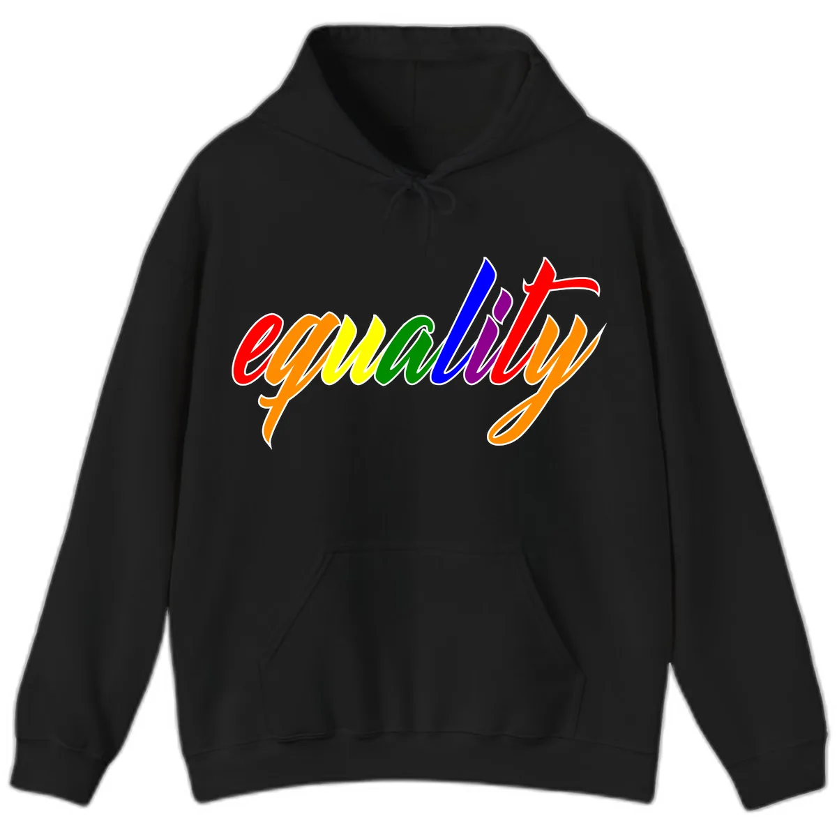 Equality Rainbow Pride Design Hoodie in Black
