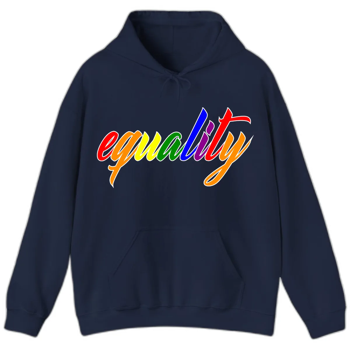 Equality Rainbow Pride Design Hoodie in Navy