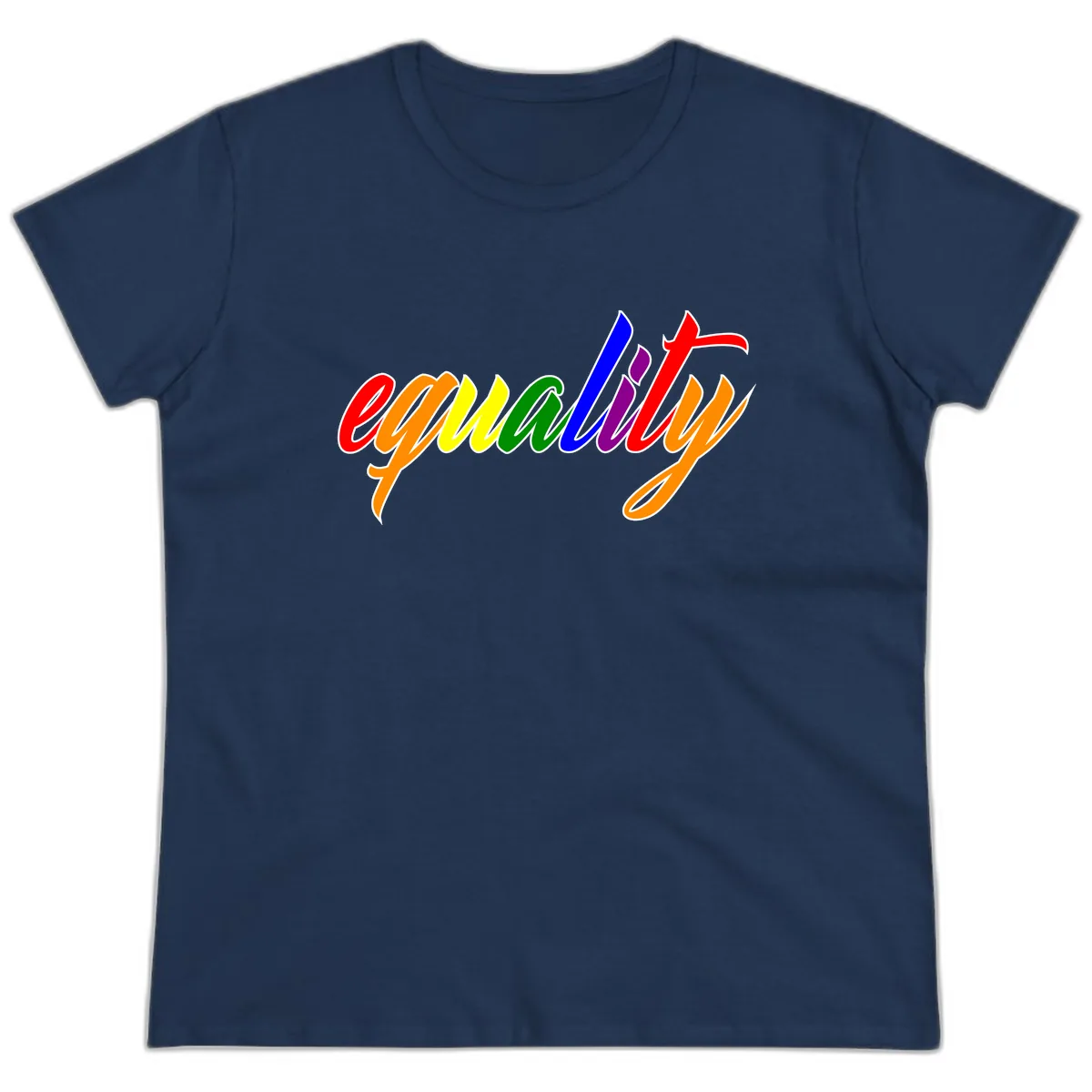 Equality Rainbow Pride Design Ladies Tee in Navy
