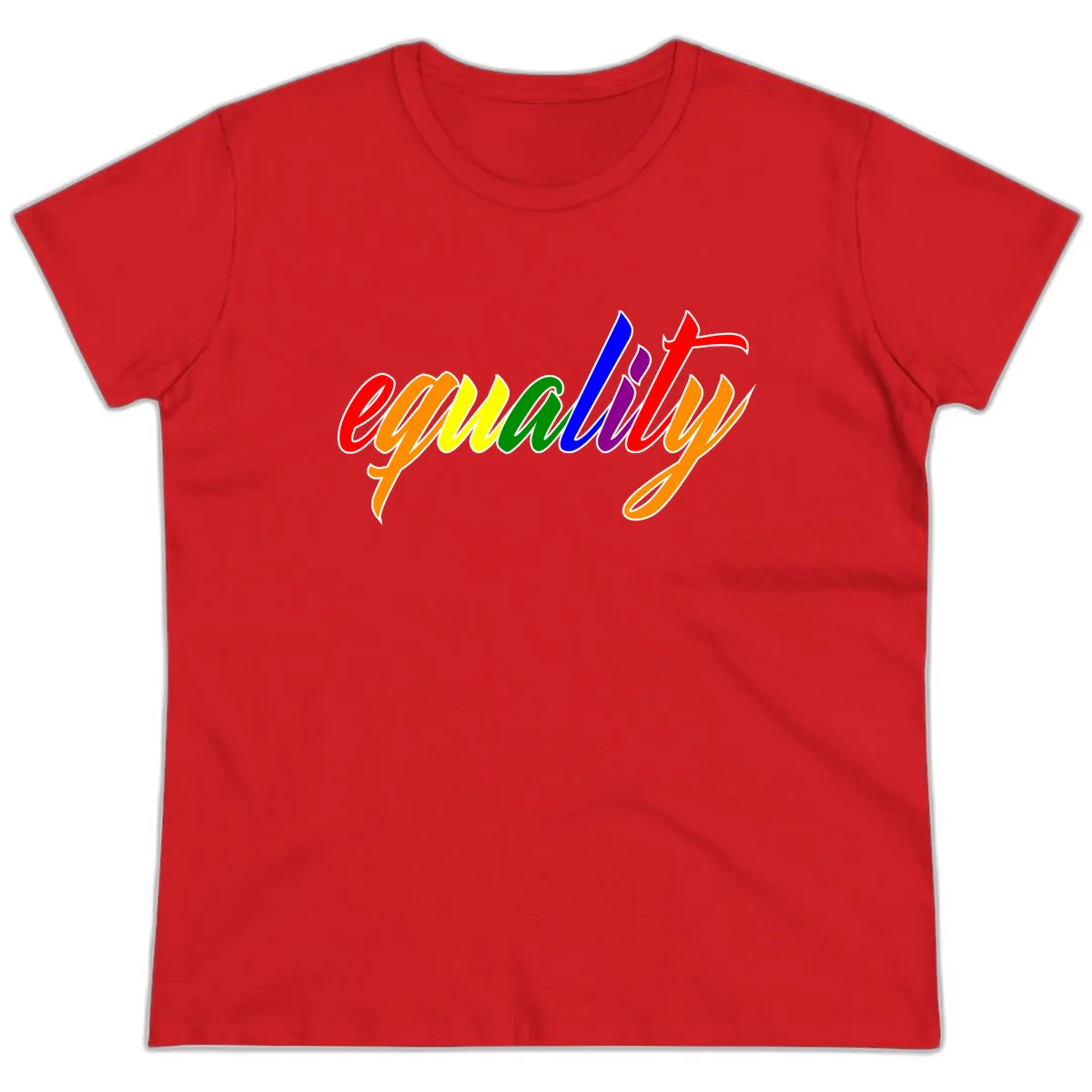 Equality Rainbow Pride Design Ladies Tee in Red