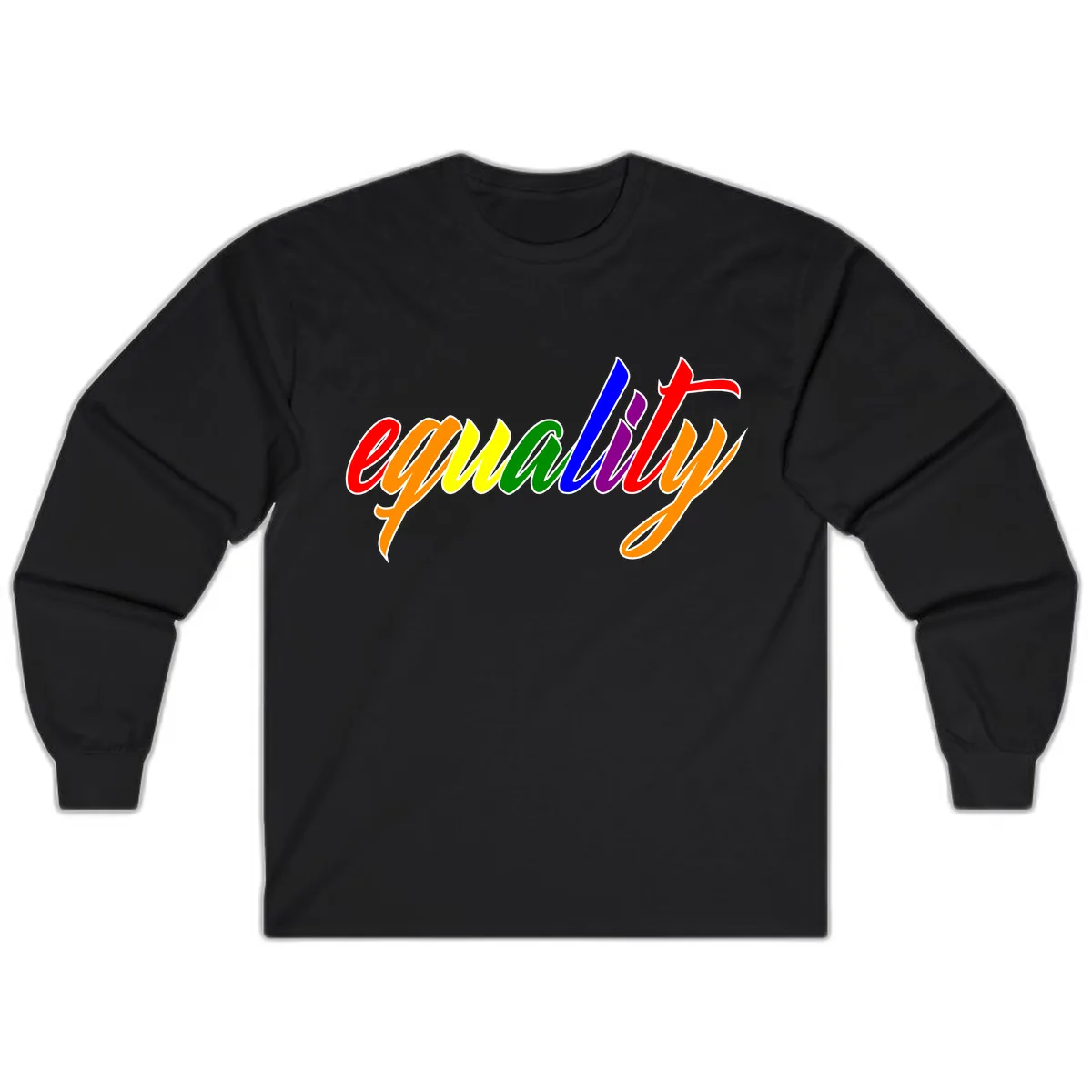 Equality Rainbow Pride Design Long Sleeve in Black