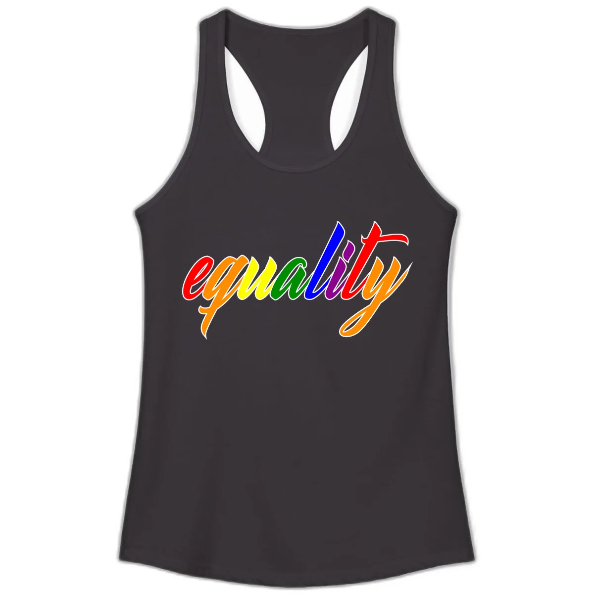 Equality Rainbow Pride Design Ladies Tank in Black