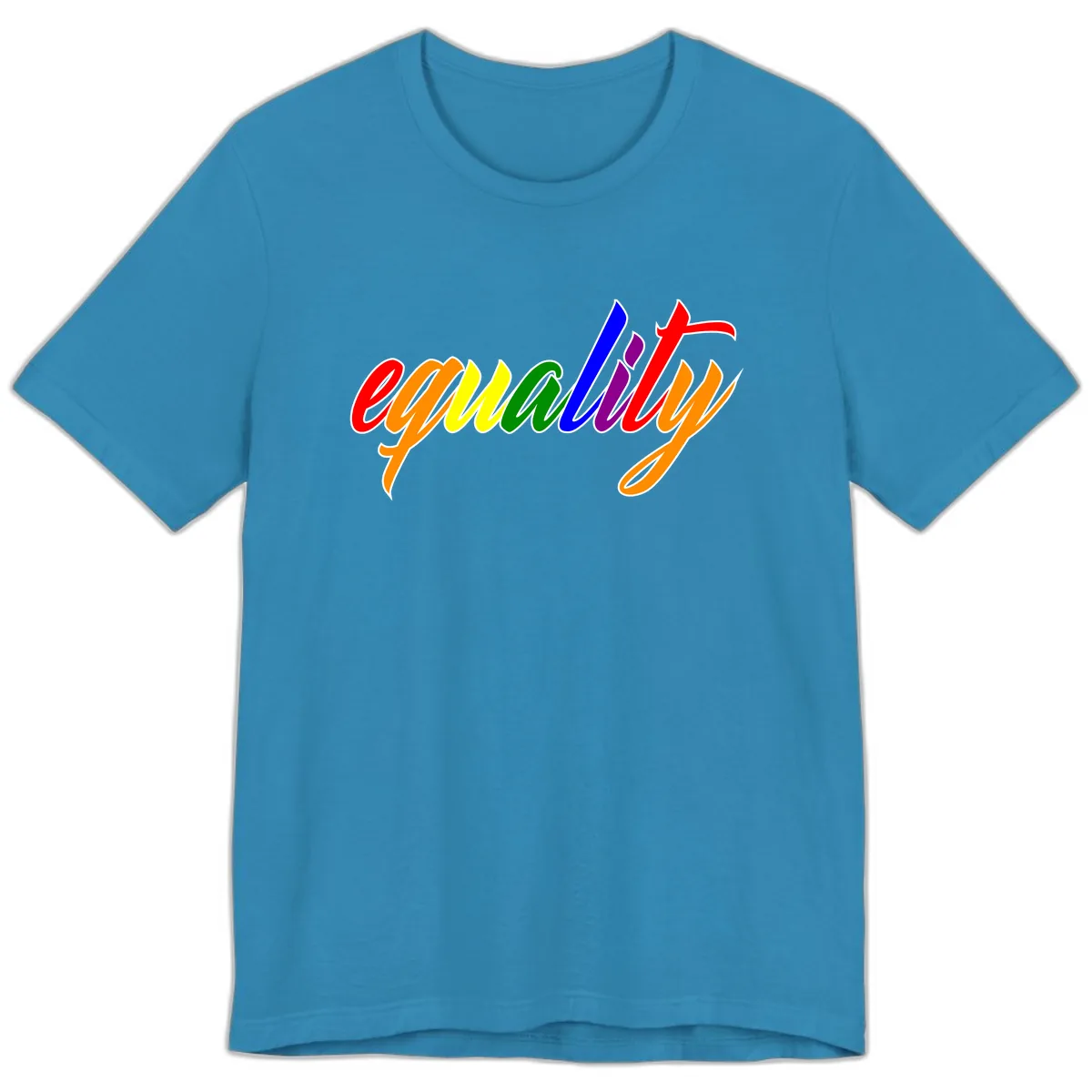Equality Rainbow Pride Design Premium T-Shirt in Aqua