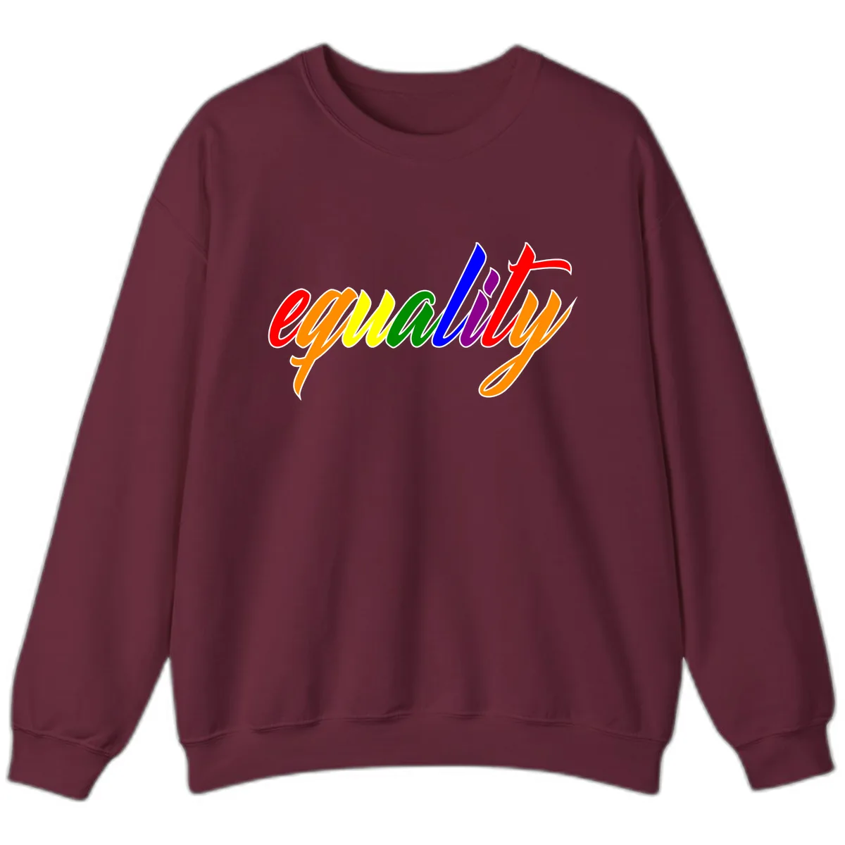 Equality Rainbow Pride Design Sweatshirt in Maroon