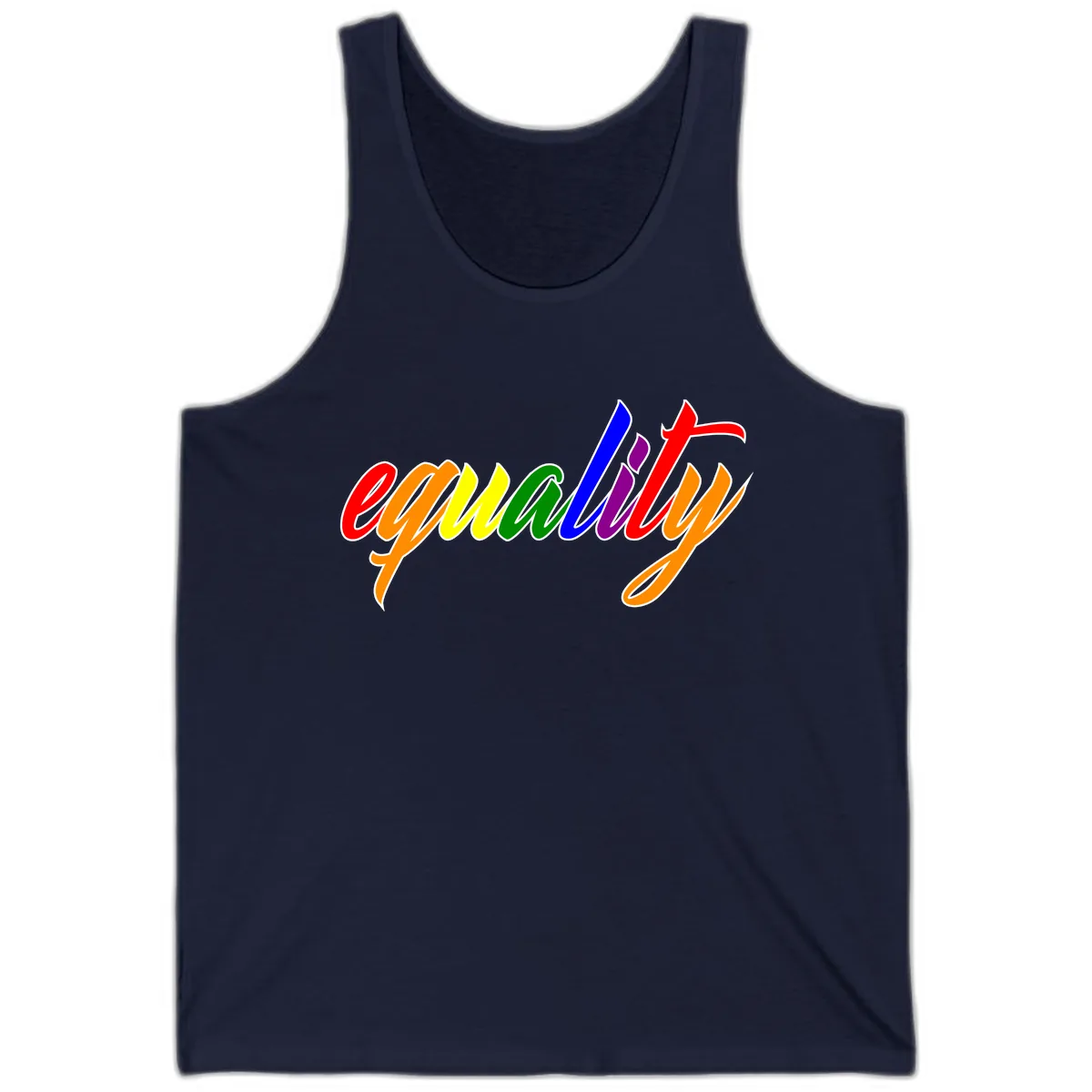 Equality Rainbow Pride Design Tank in Navy