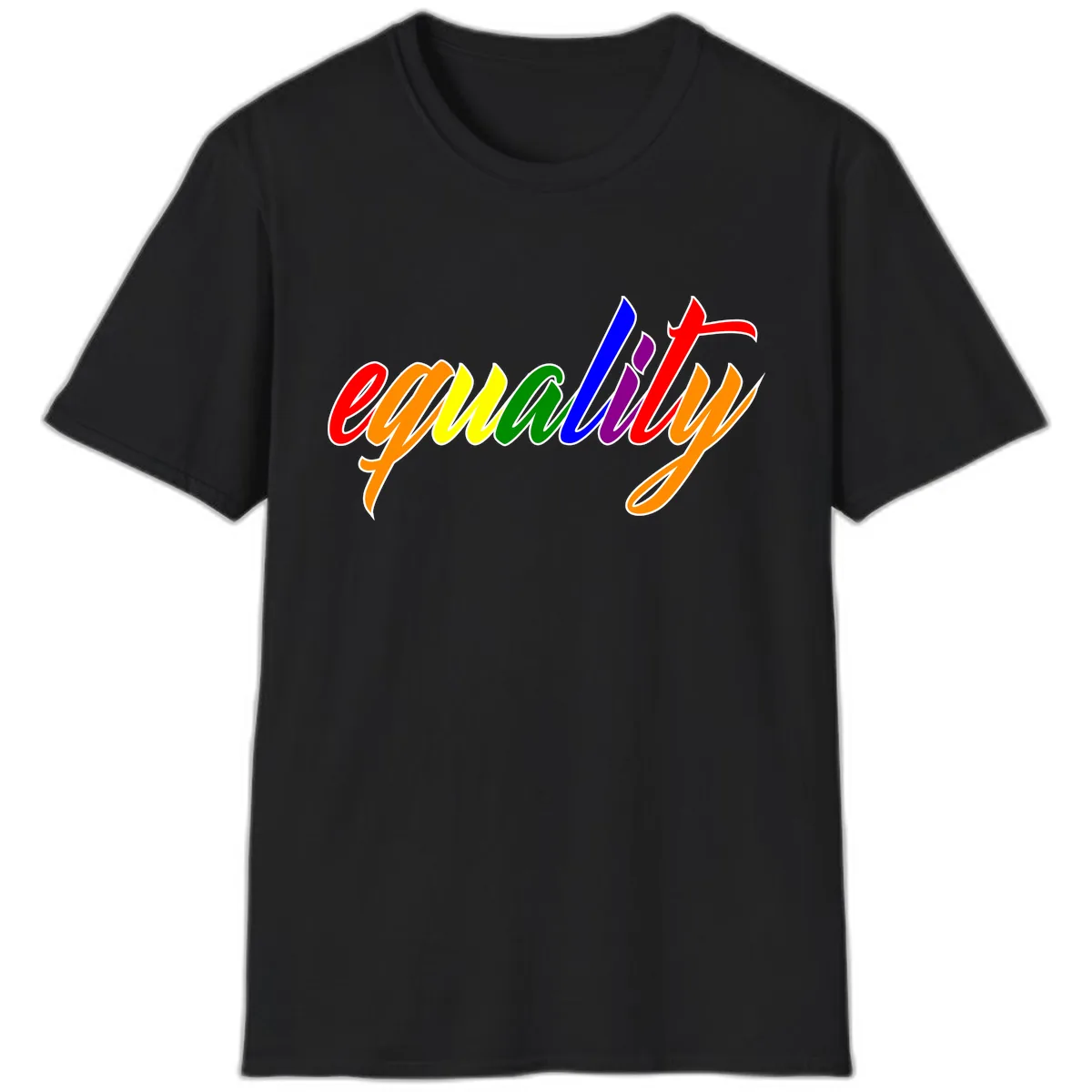 Equality Rainbow Pride Design T-Shirt in Black
