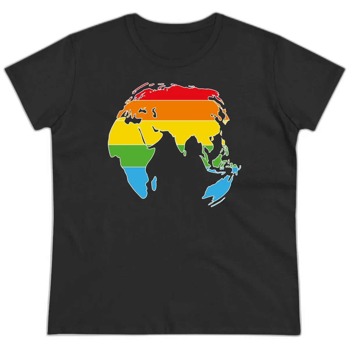 Asia Climate Zone Map Ladies Tee in Black