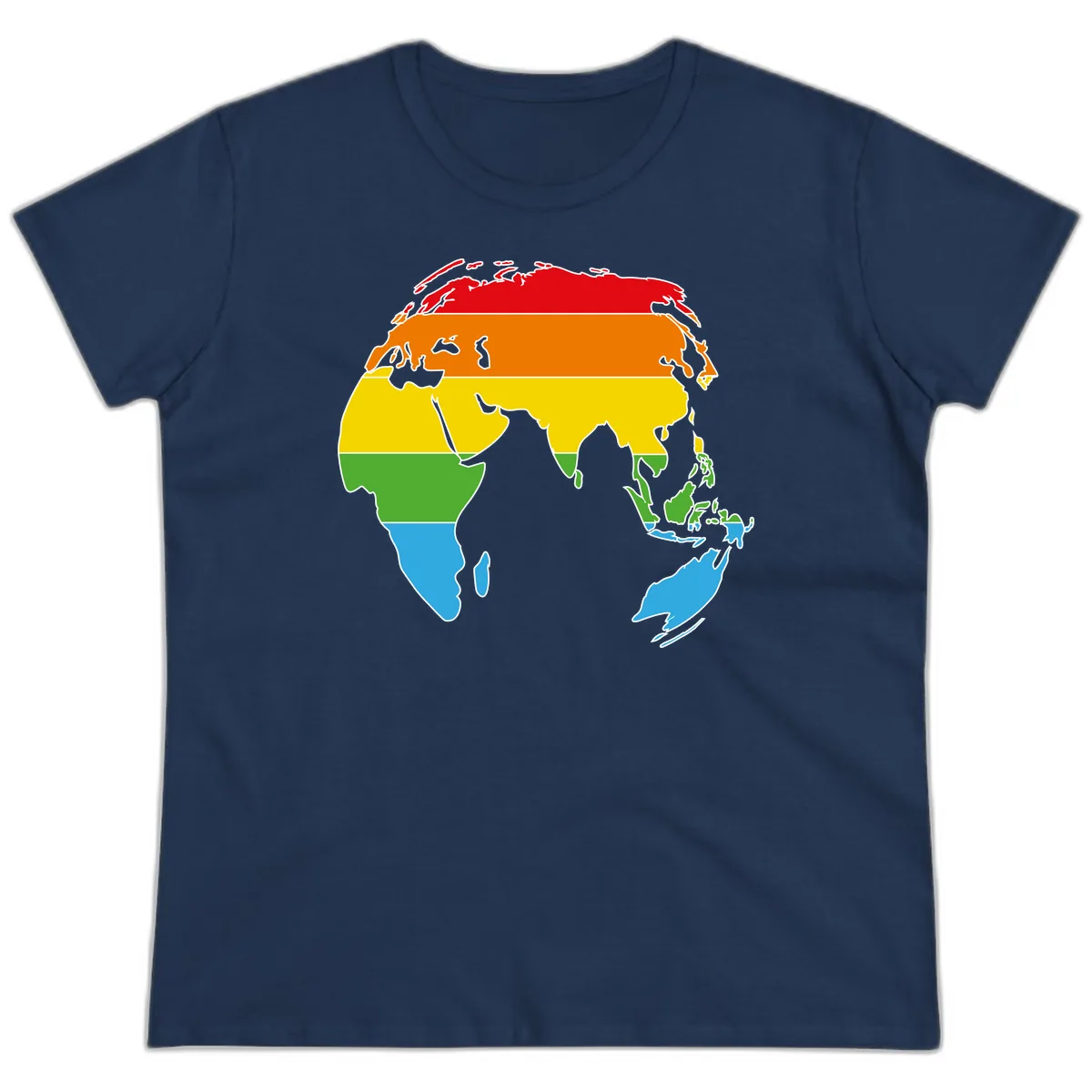 Asia Climate Zone Map Ladies Tee in Navy