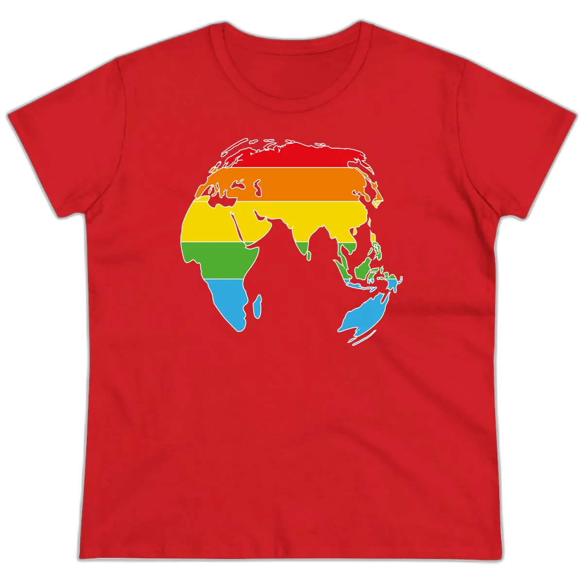 Asia Climate Zone Map Ladies Tee in Red