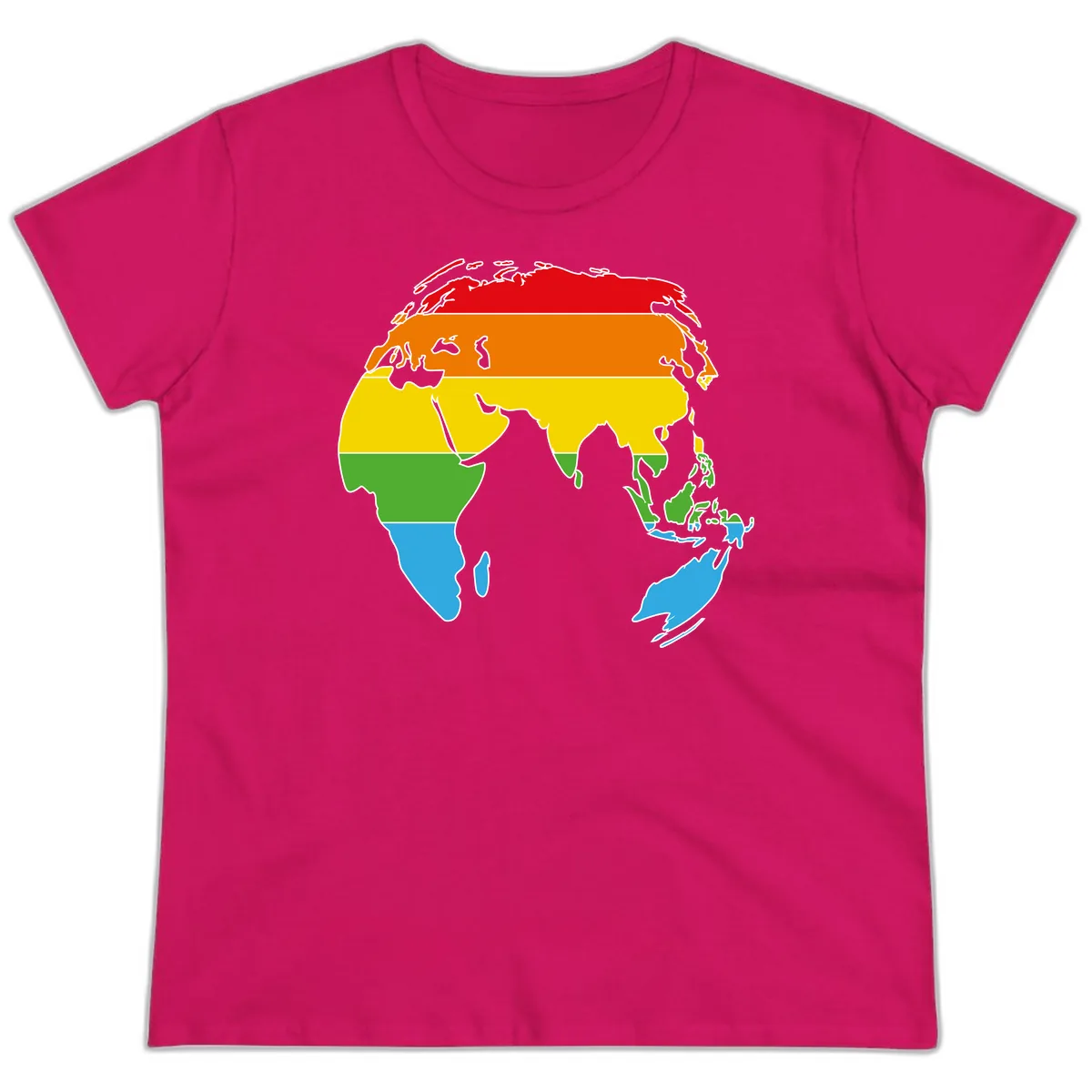 Asia Climate Zone Map Ladies Tee in Heliconia