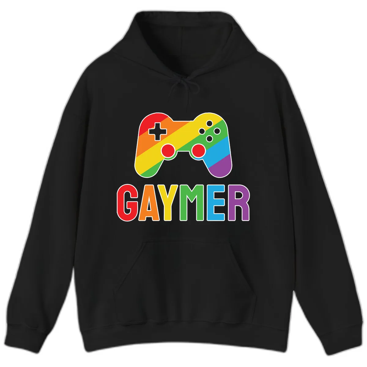Rainbow Gamer Pride Controller Hoodie in Black