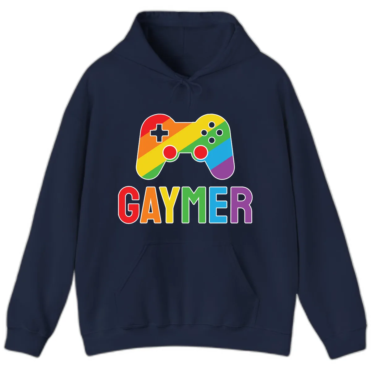 Rainbow Gamer Pride Controller Hoodie in Navy