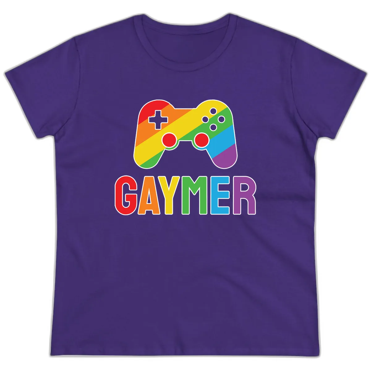 Rainbow Gamer Pride Controller Ladies Tee in Purple