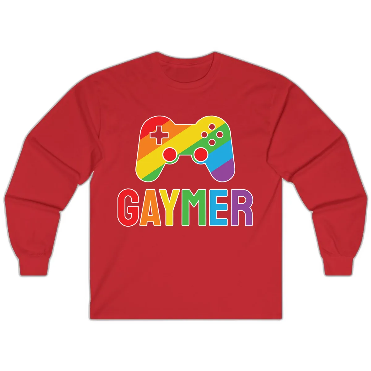 Rainbow Gamer Pride Controller Long Sleeve in Red
