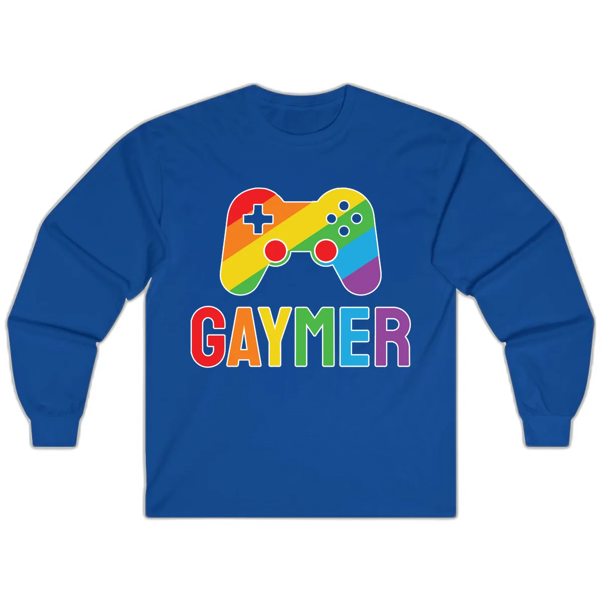 Rainbow Gamer Pride Controller Long Sleeve in Royal