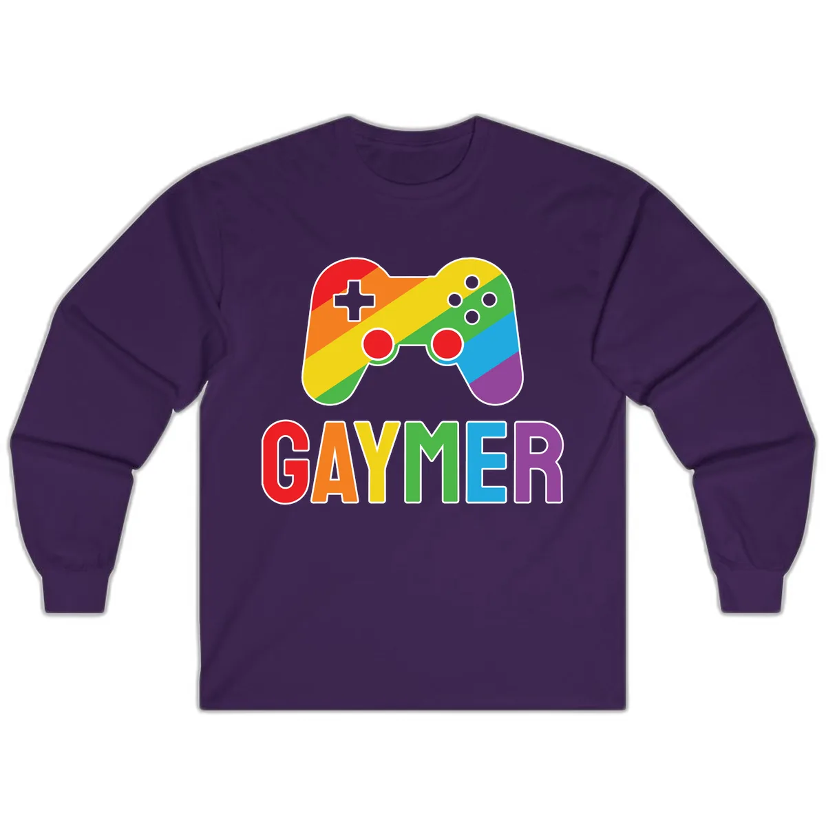 Rainbow Gamer Pride Controller Long Sleeve in Purple