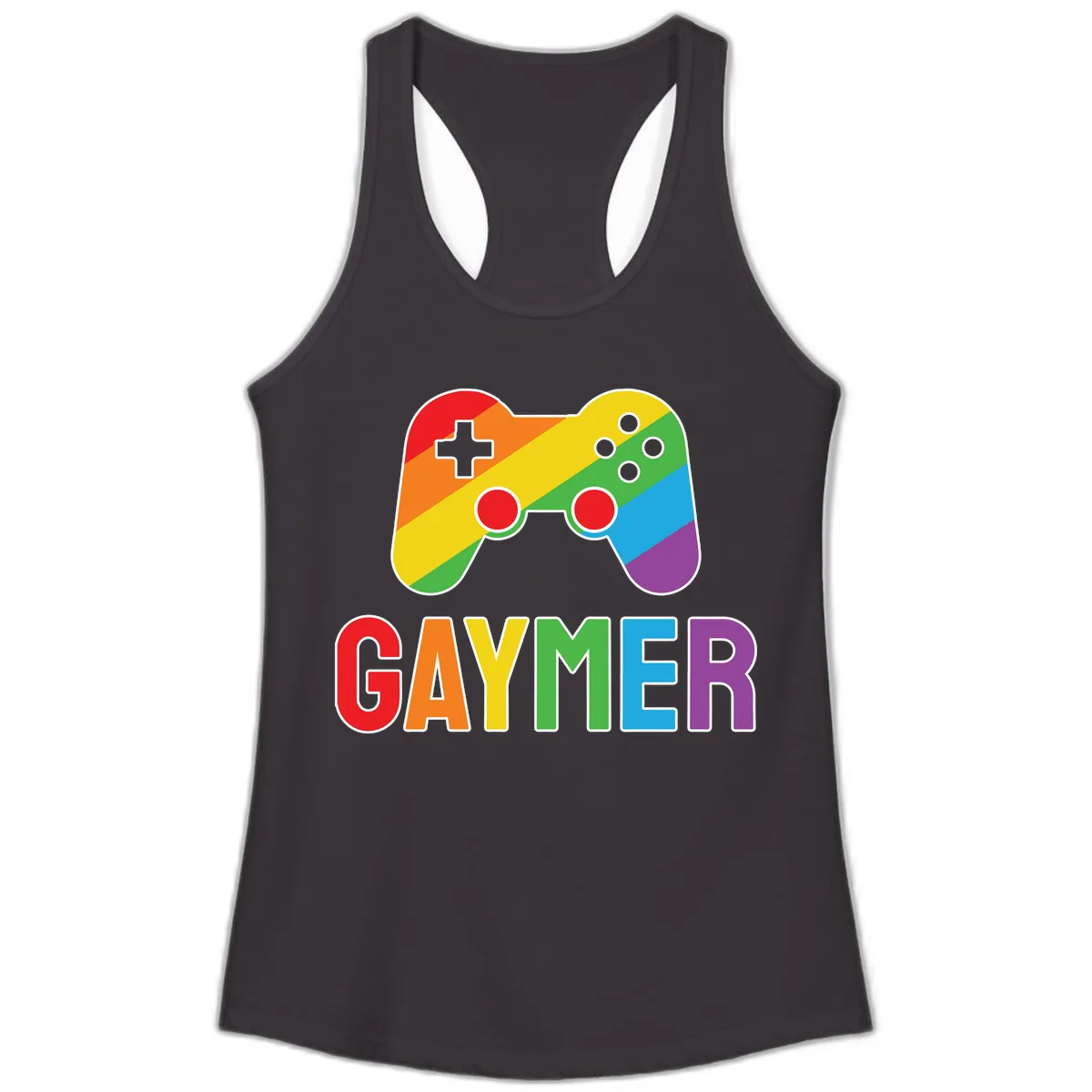 Rainbow Gamer Pride Controller Ladies Tank in Black