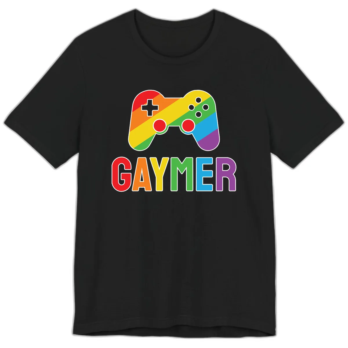 Rainbow Gamer Pride Controller Premium T-Shirt in Black