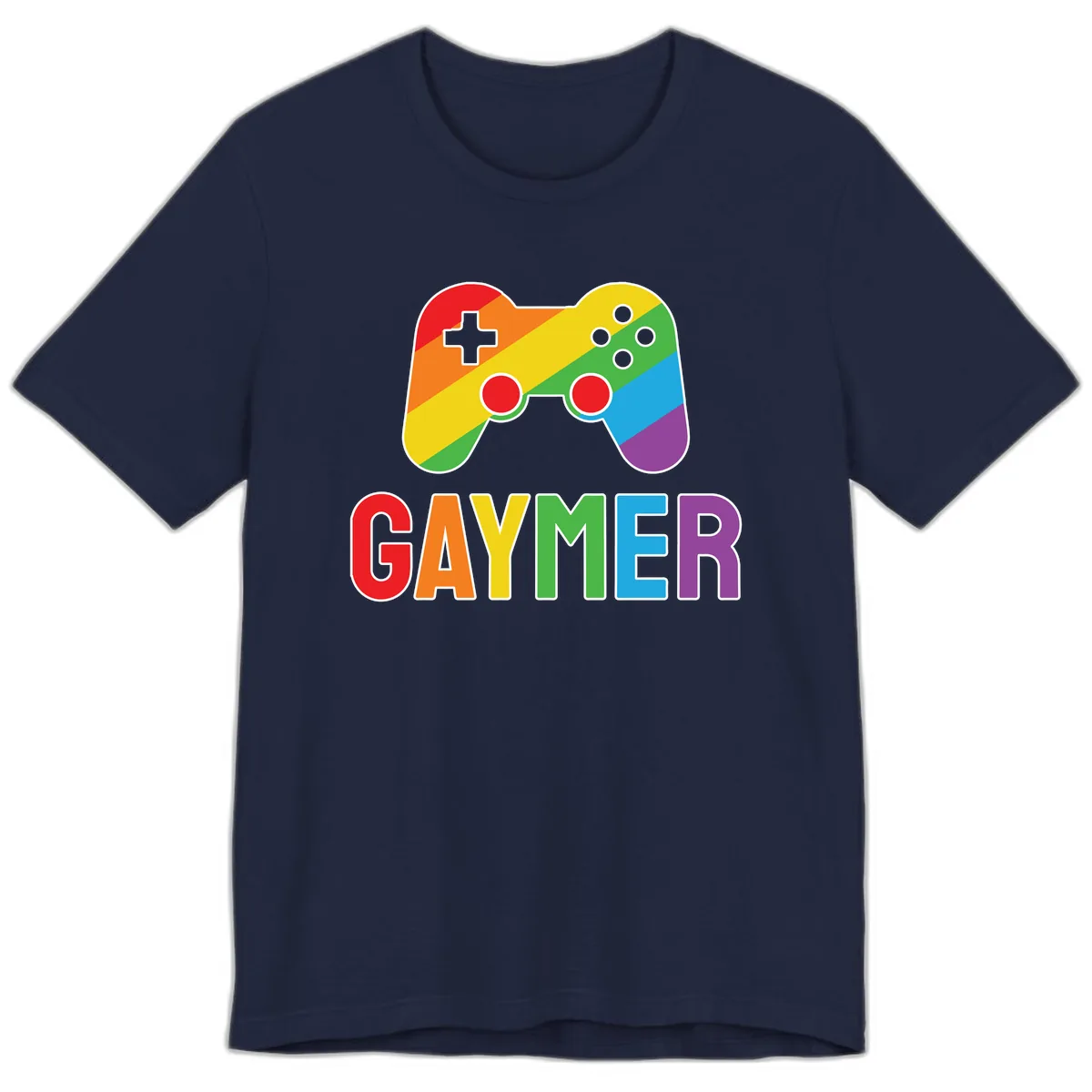 Rainbow Gamer Pride Controller Premium T-Shirt in Navy