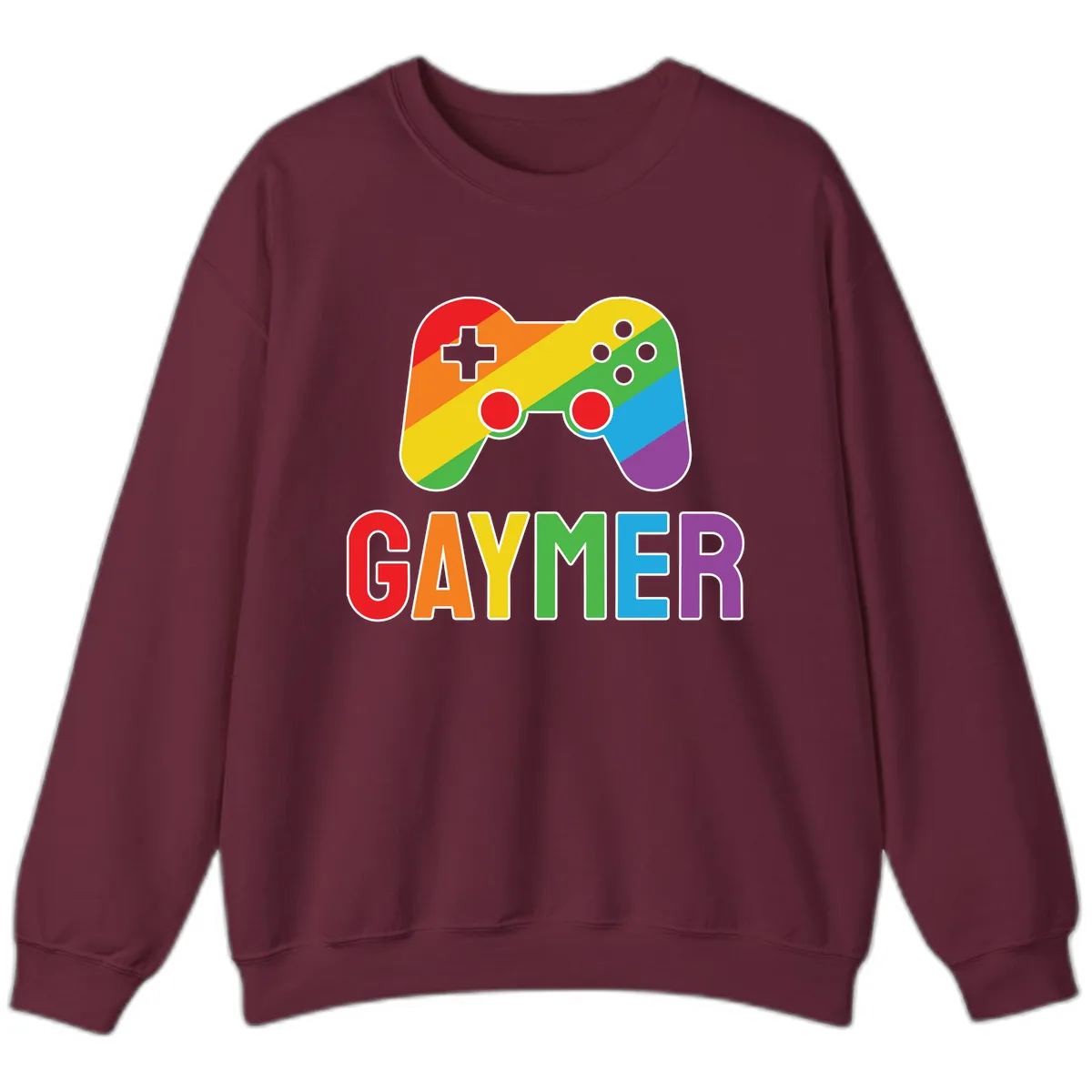 Rainbow Gamer Pride Controller Sweatshirt in Maroon