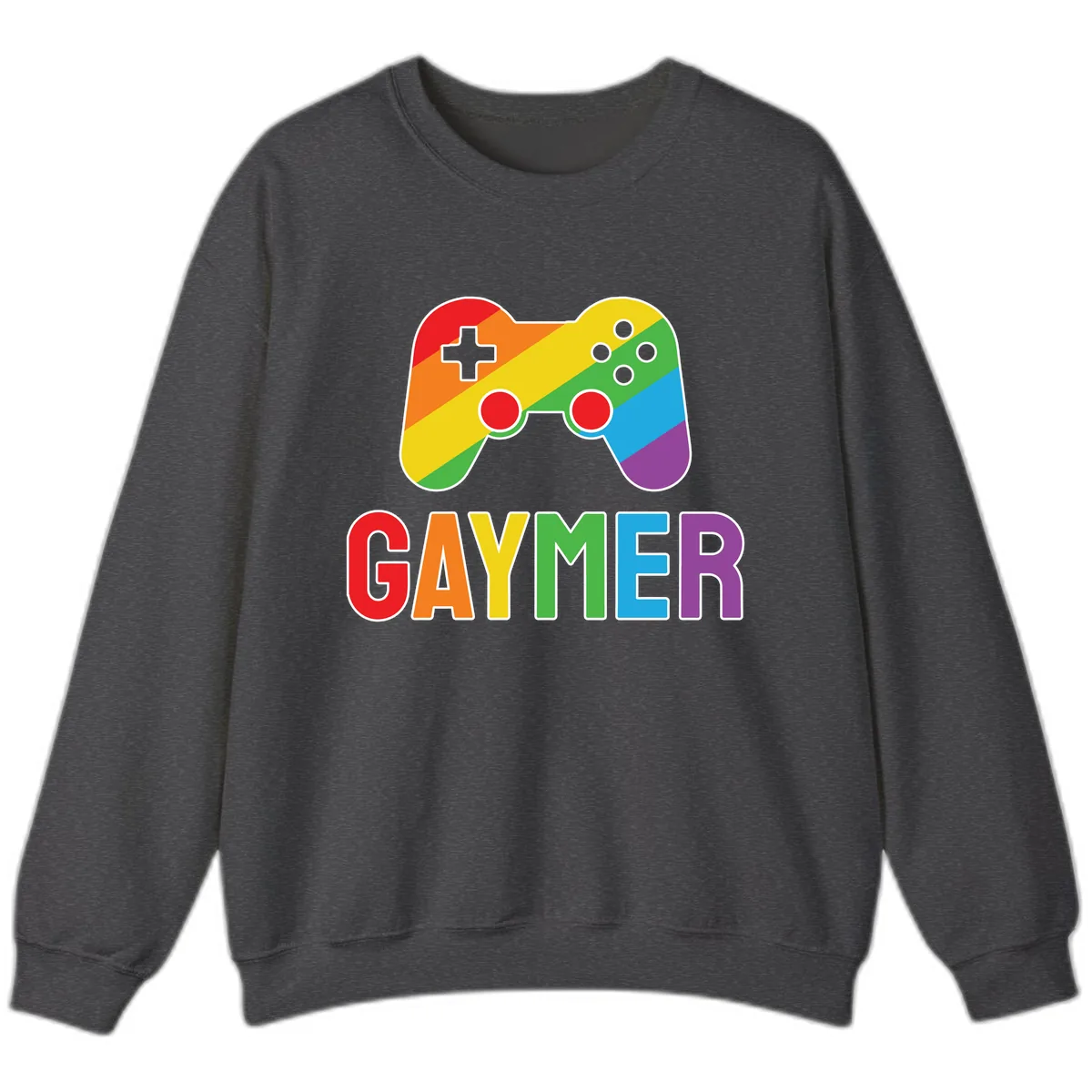 Rainbow Gamer Pride Controller Sweatshirt in Dark Heather