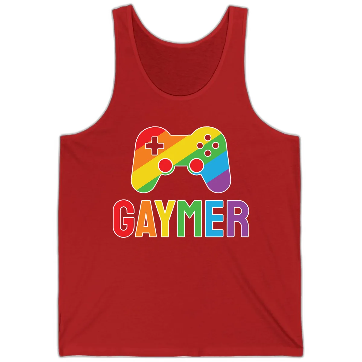 Rainbow Gamer Pride Controller Tank in Red