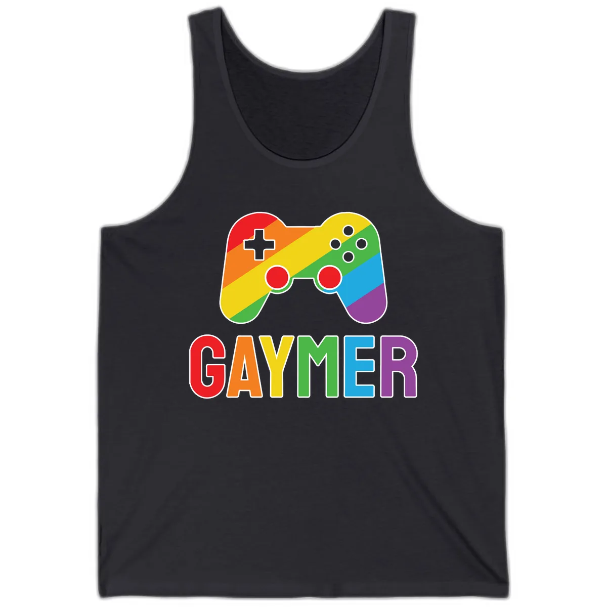 Rainbow Gamer Pride Controller Tank in Dark Grey