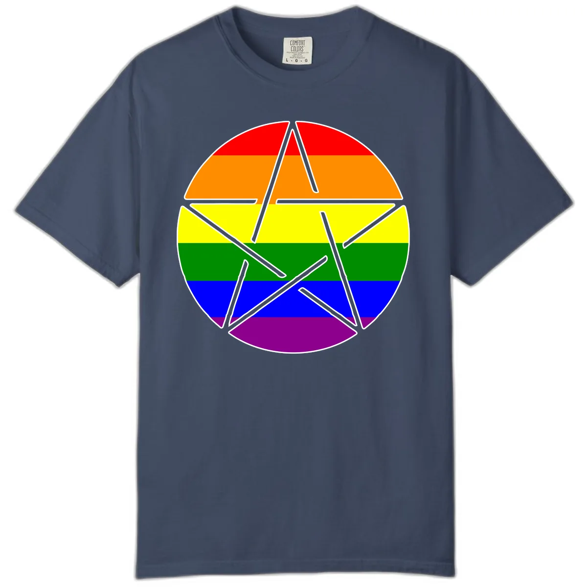 Rainbow Star Pride Flag Design Comfort Color in Midnight