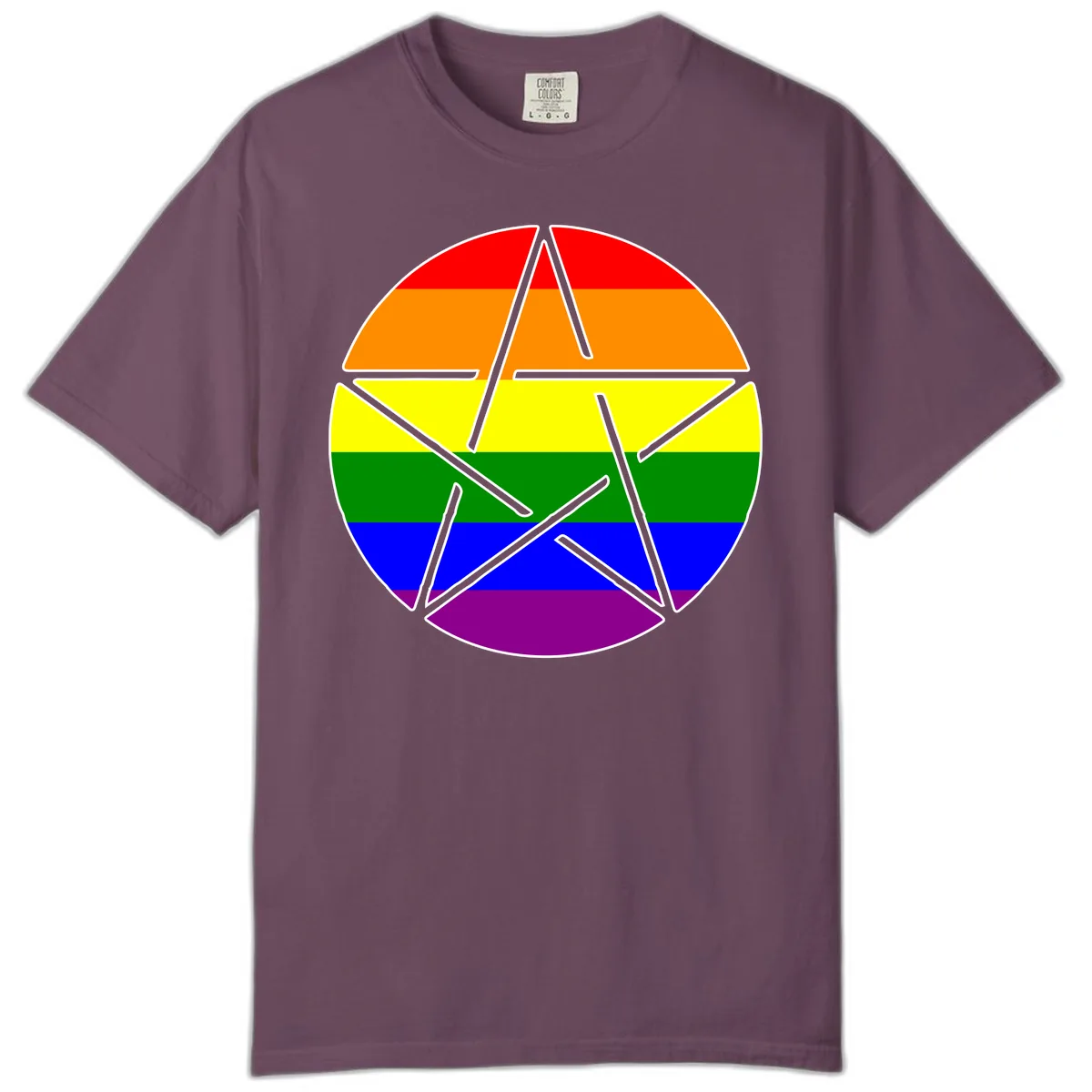 Rainbow Star Pride Flag Design Comfort Color in Berry