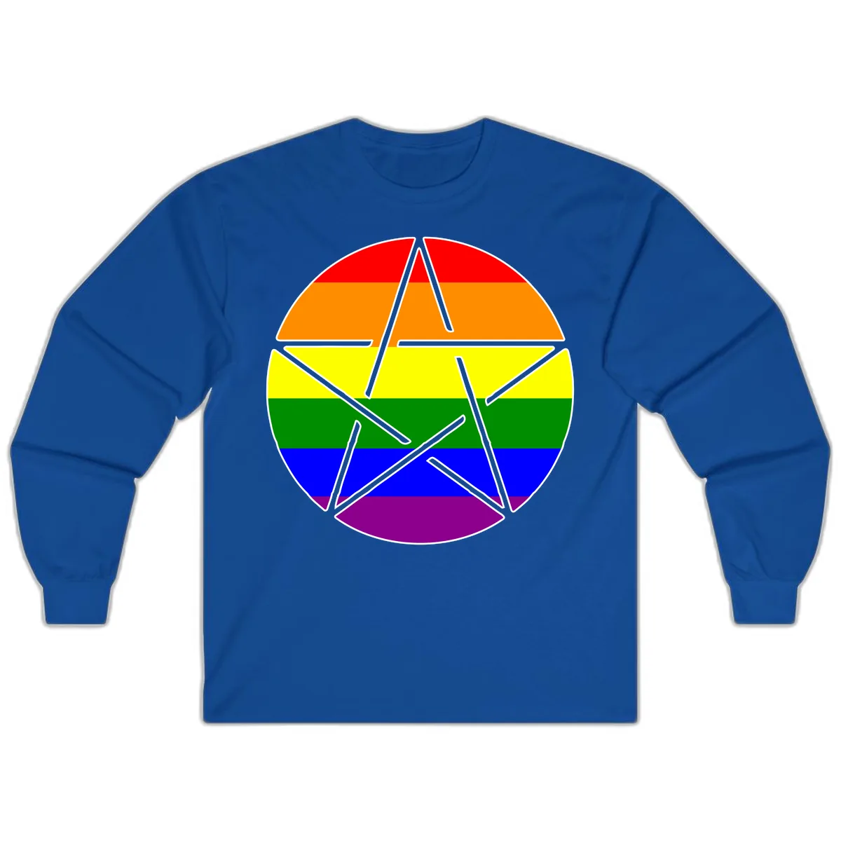 Rainbow Star Pride Flag Design Long Sleeve in Royal