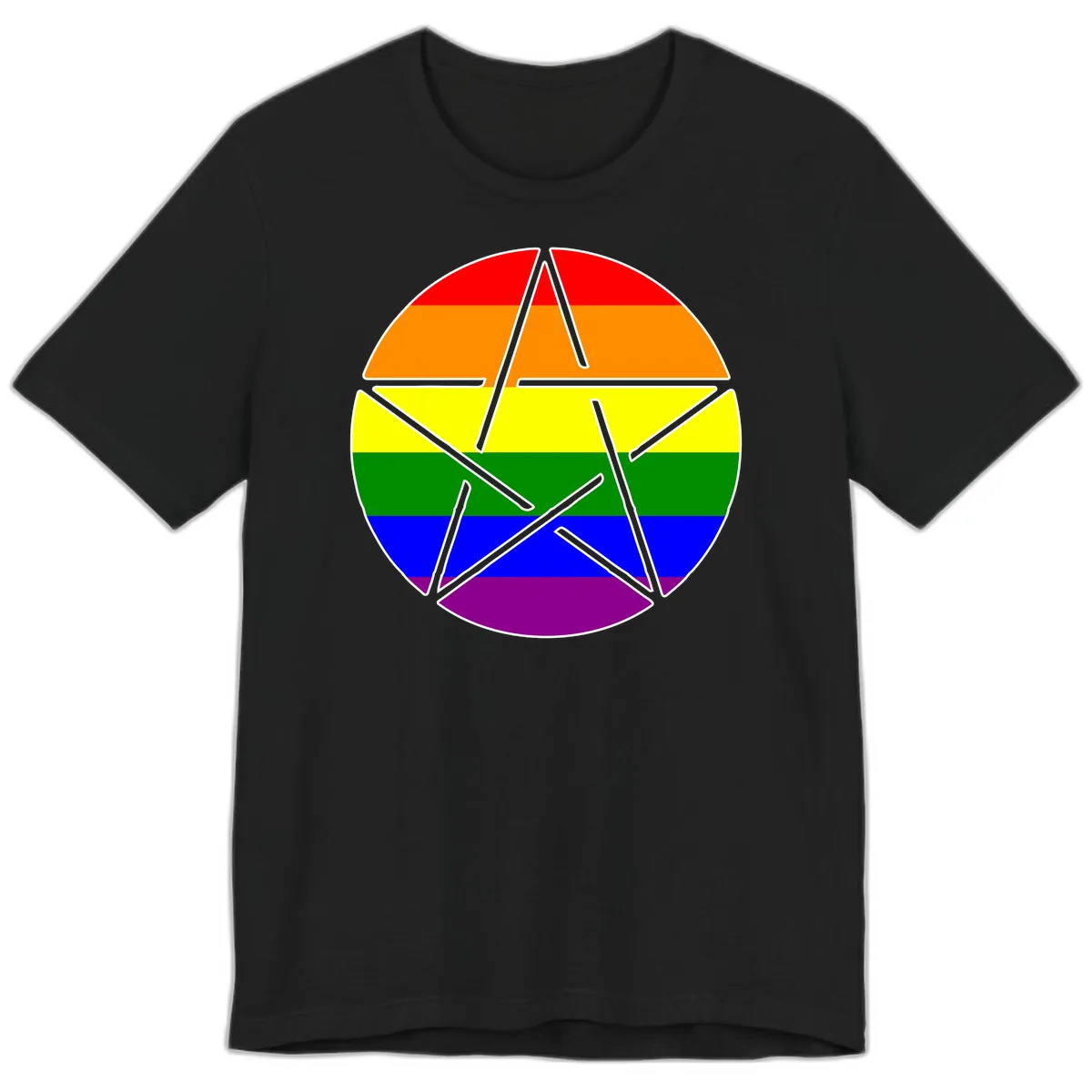 Rainbow Star Pride Flag Design Premium T-Shirt in Black