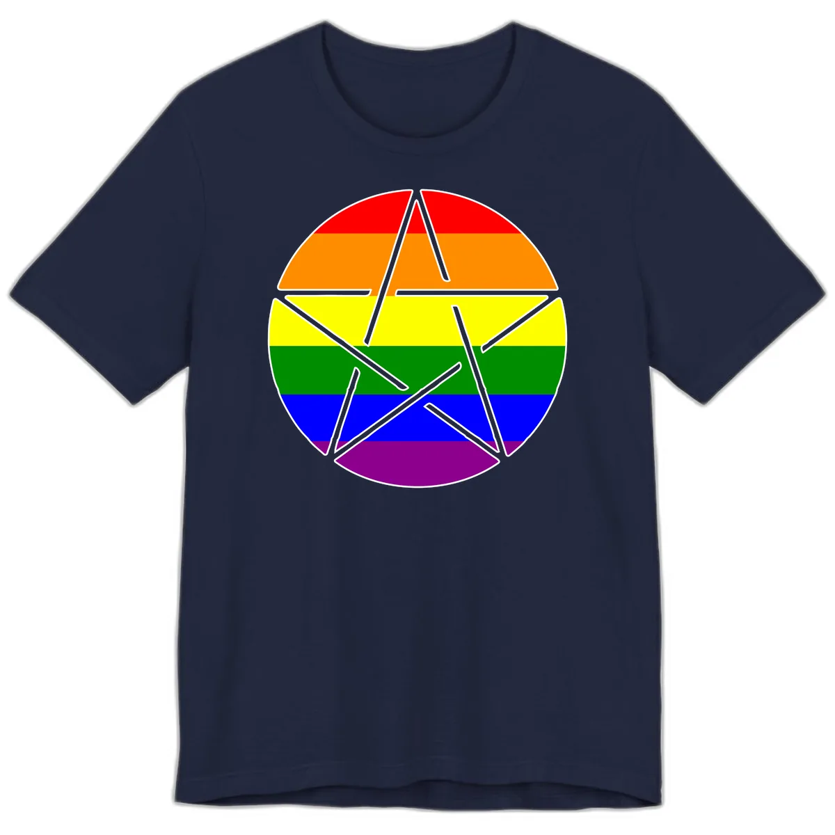 Rainbow Star Pride Flag Design Premium T-Shirt in Navy