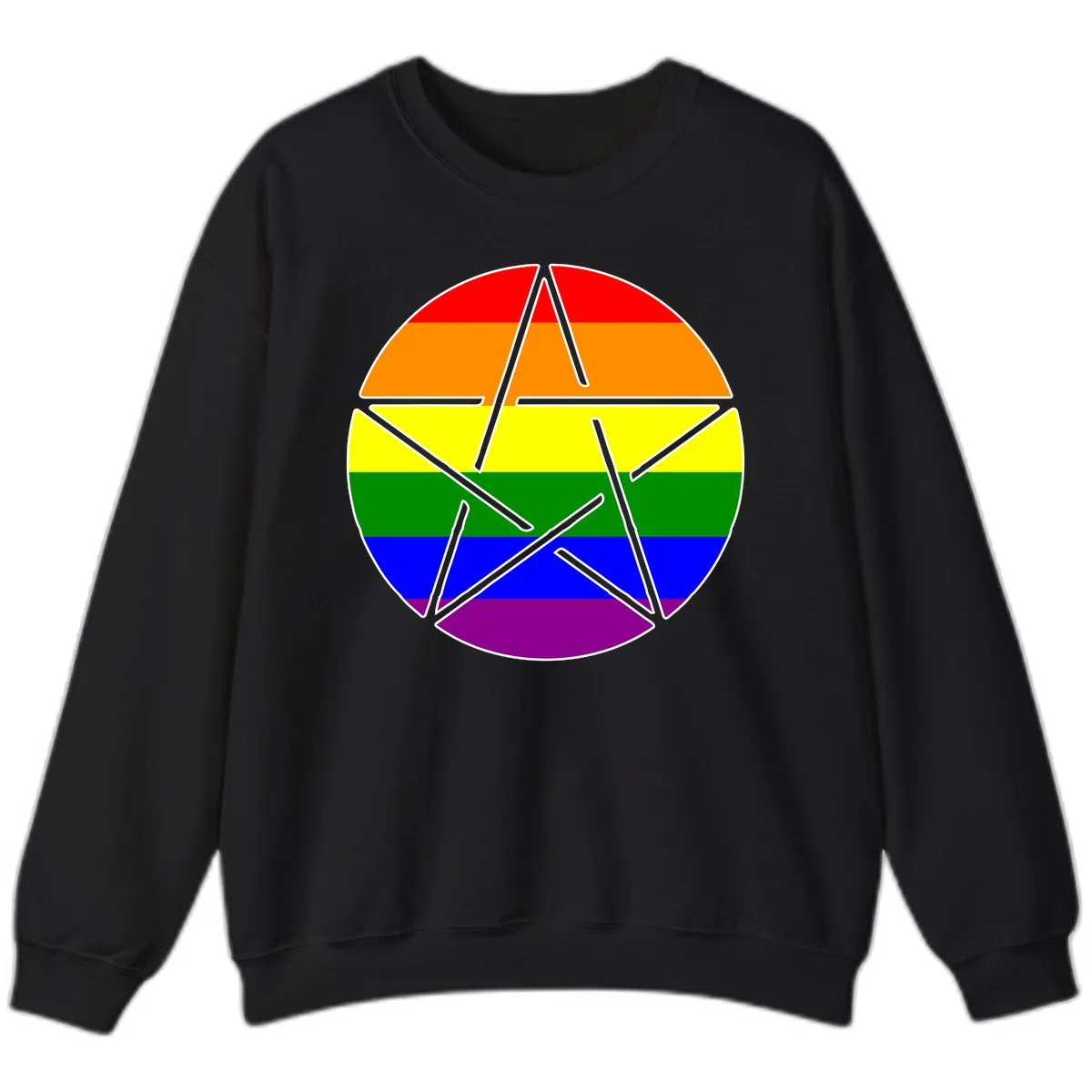 Rainbow Star Pride Flag Design Sweatshirt in Black