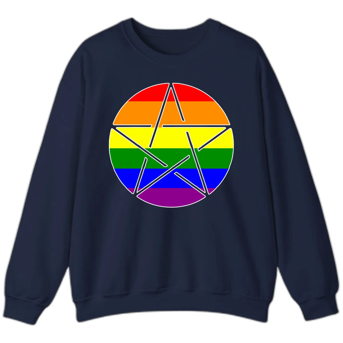 Rainbow Star Pride Flag Design Sweatshirt in Navy