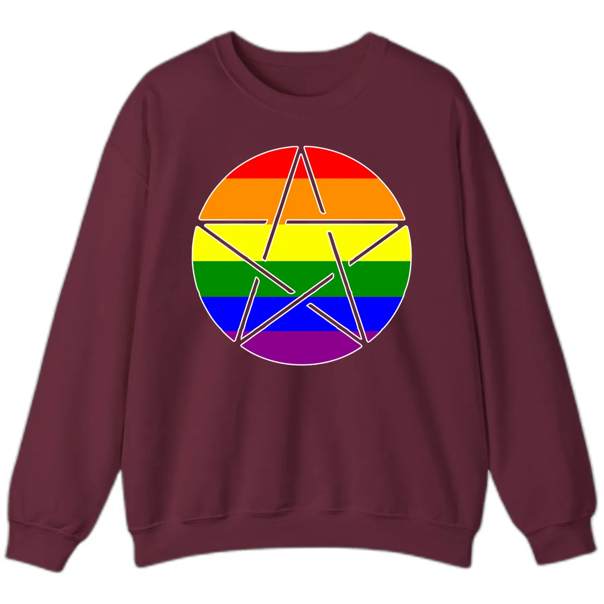 Rainbow Star Pride Flag Design Sweatshirt in Maroon