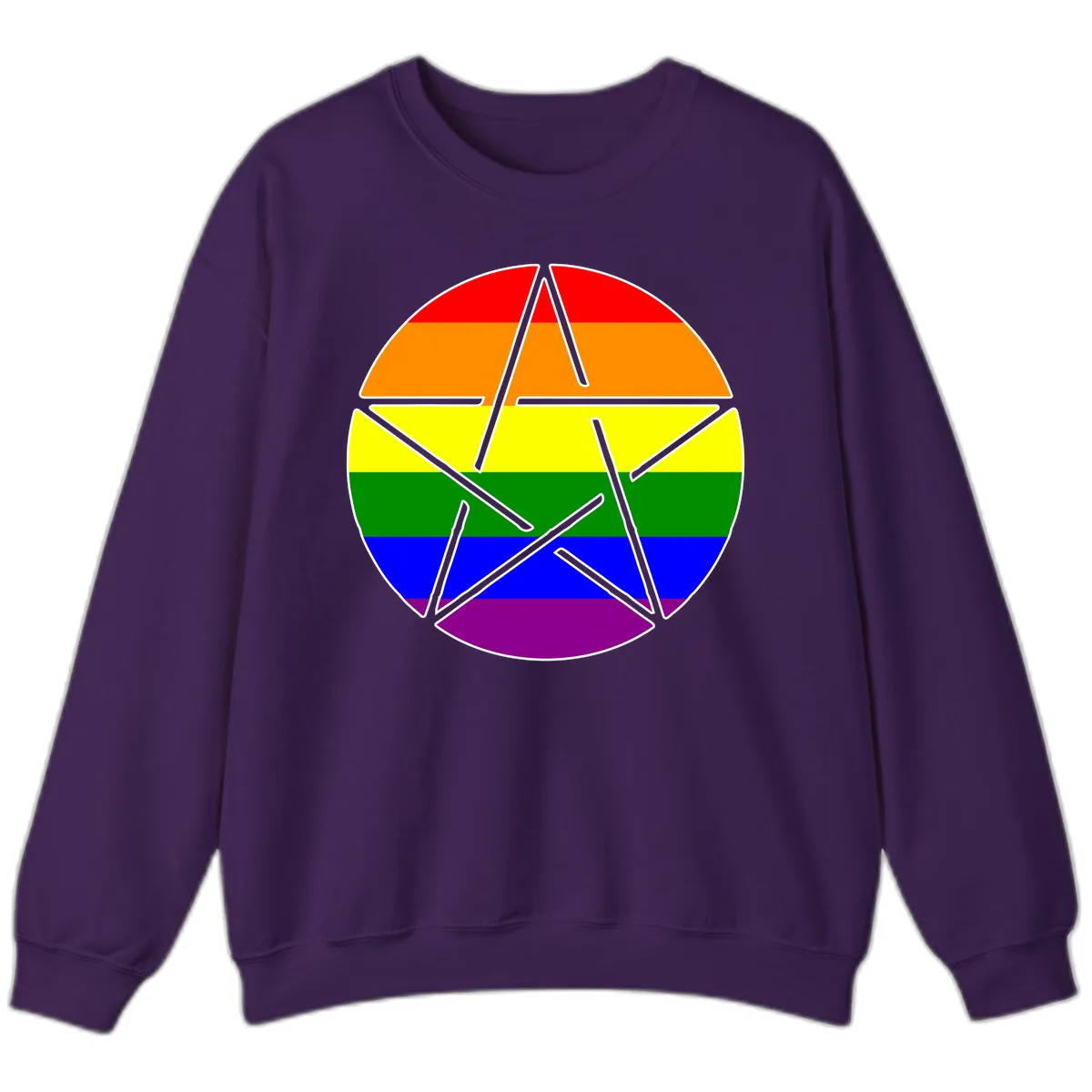 Rainbow Star Pride Flag Design Sweatshirt in Purple