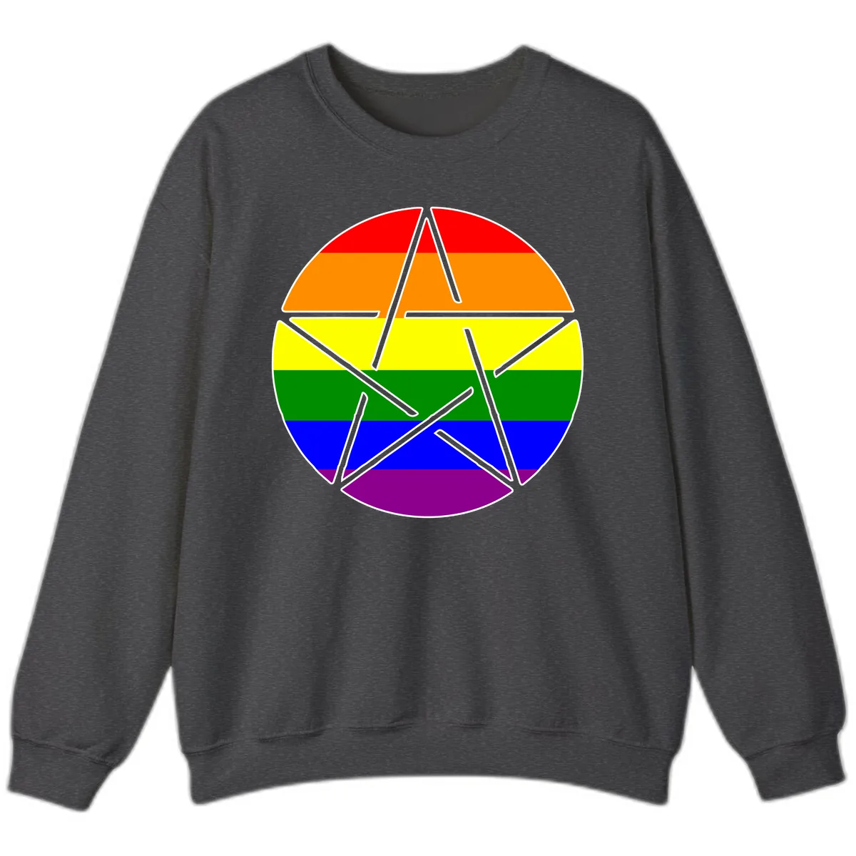 Rainbow Star Pride Flag Design Sweatshirt in Dark Heather