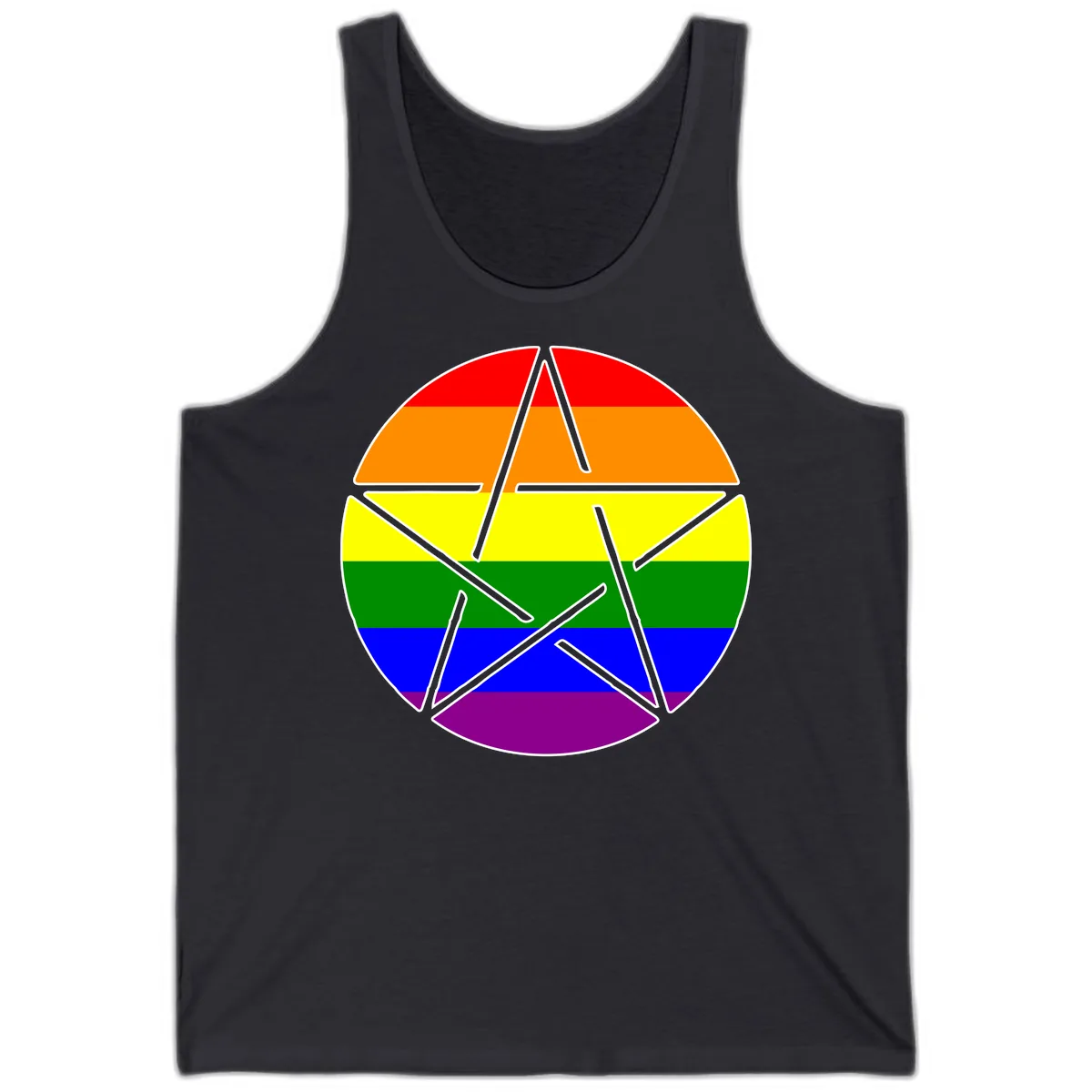 Rainbow Star Pride Flag Design Tank in Dark Grey