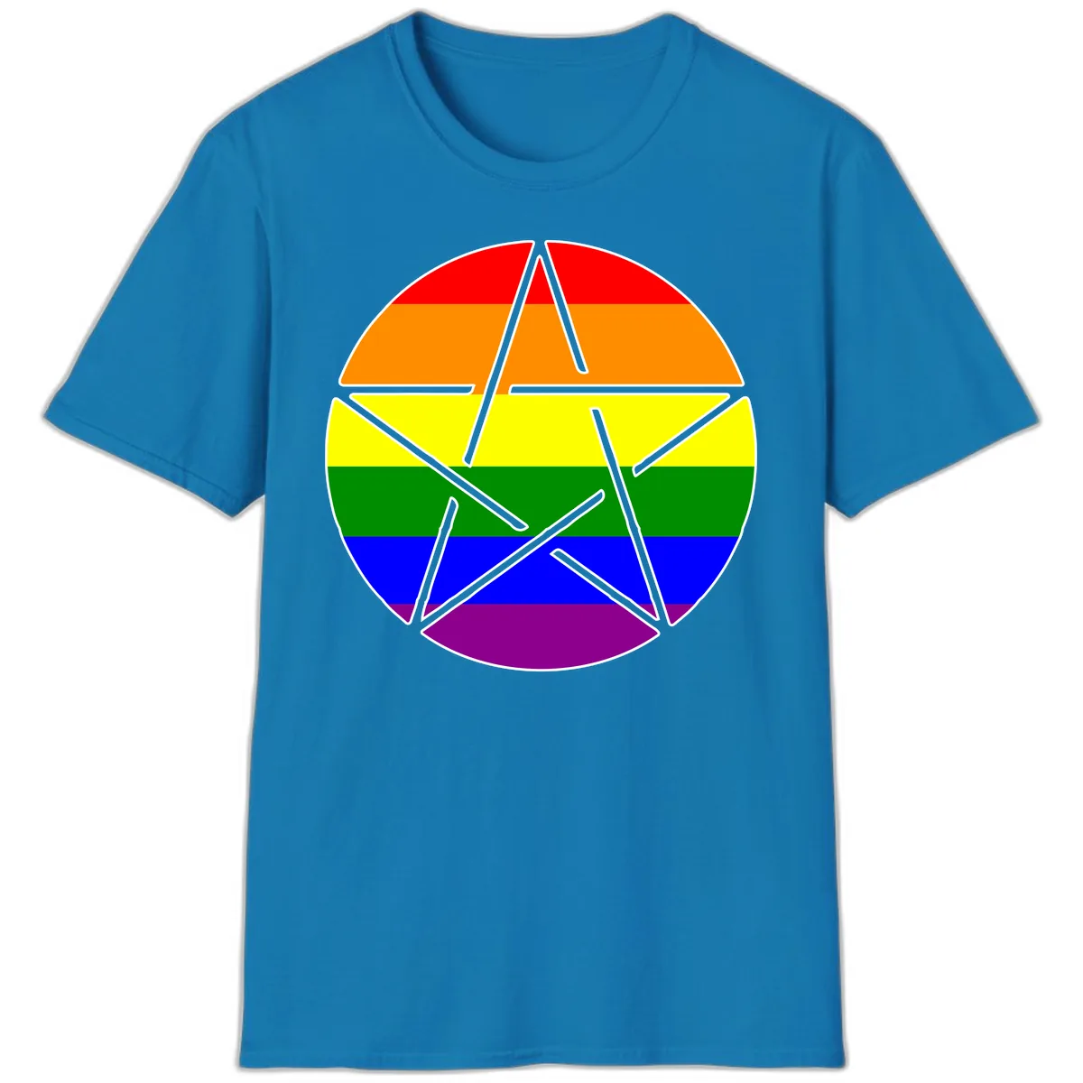Rainbow Star Pride Flag Design T-Shirt in Sapphire