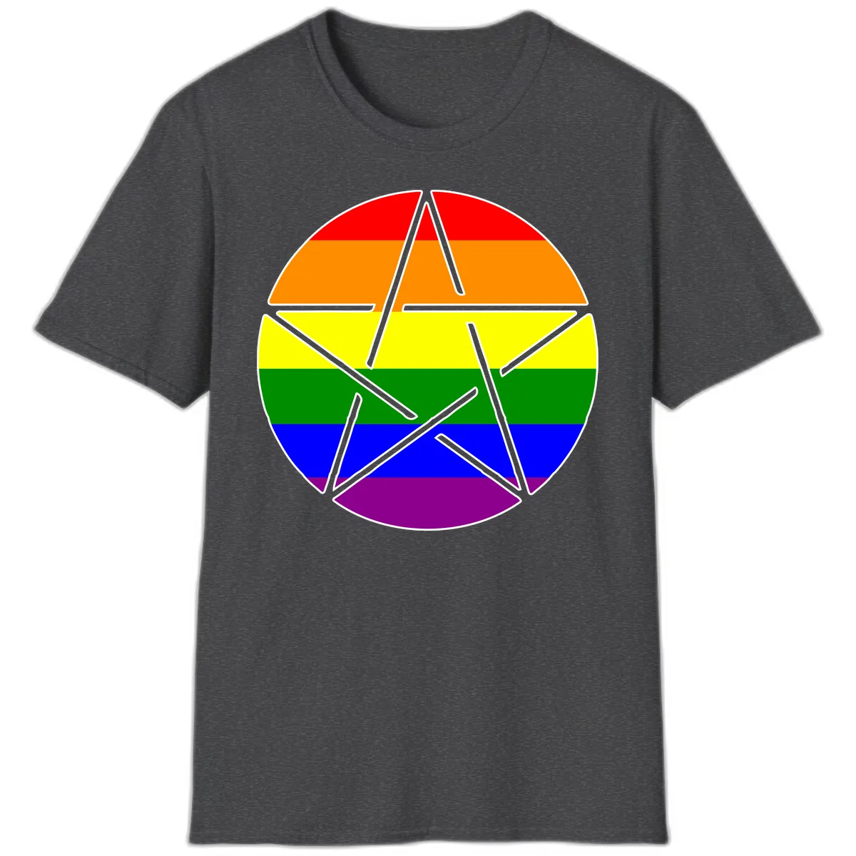 Rainbow Star Pride Flag Design T-Shirt in Dark Heather