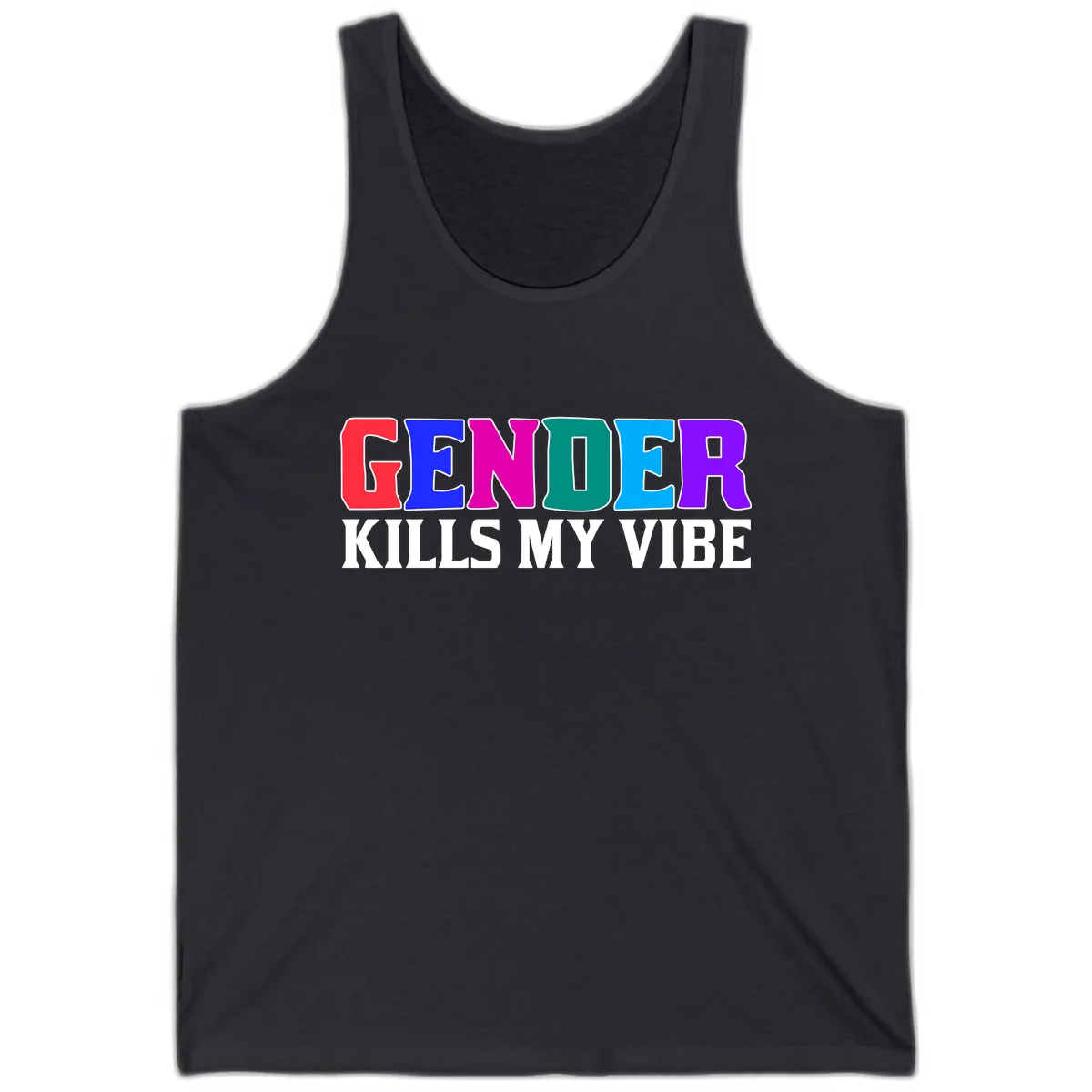 Gender Kills My Vibe Tank in Dark Grey