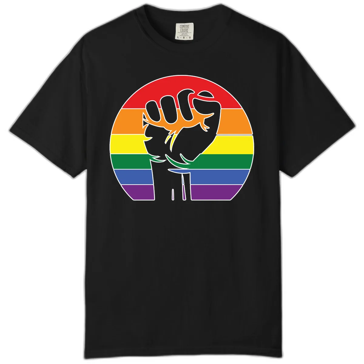 Dachshund Pride Rainbow Comfort Color in Black