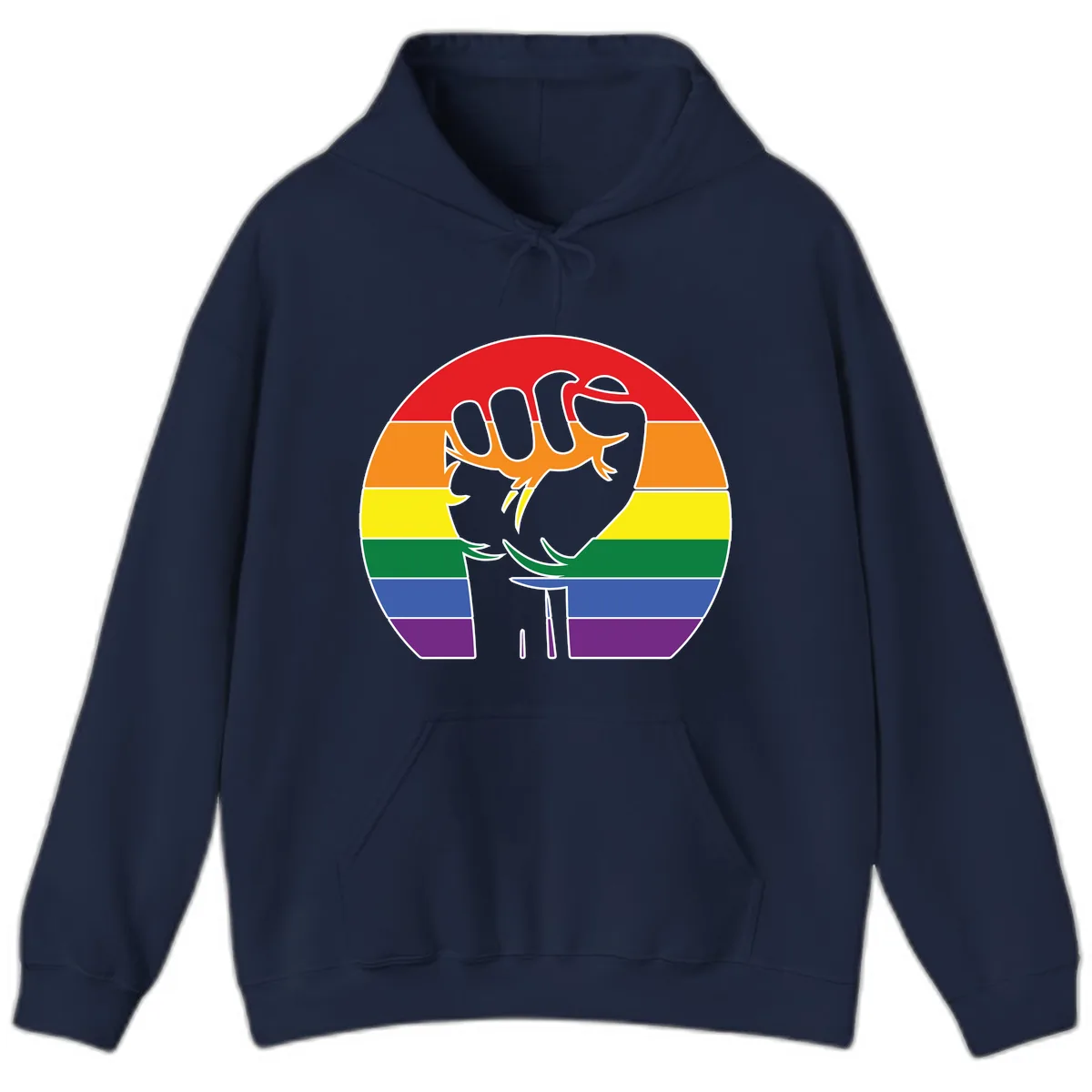 Dachshund Pride Rainbow Hoodie in Navy