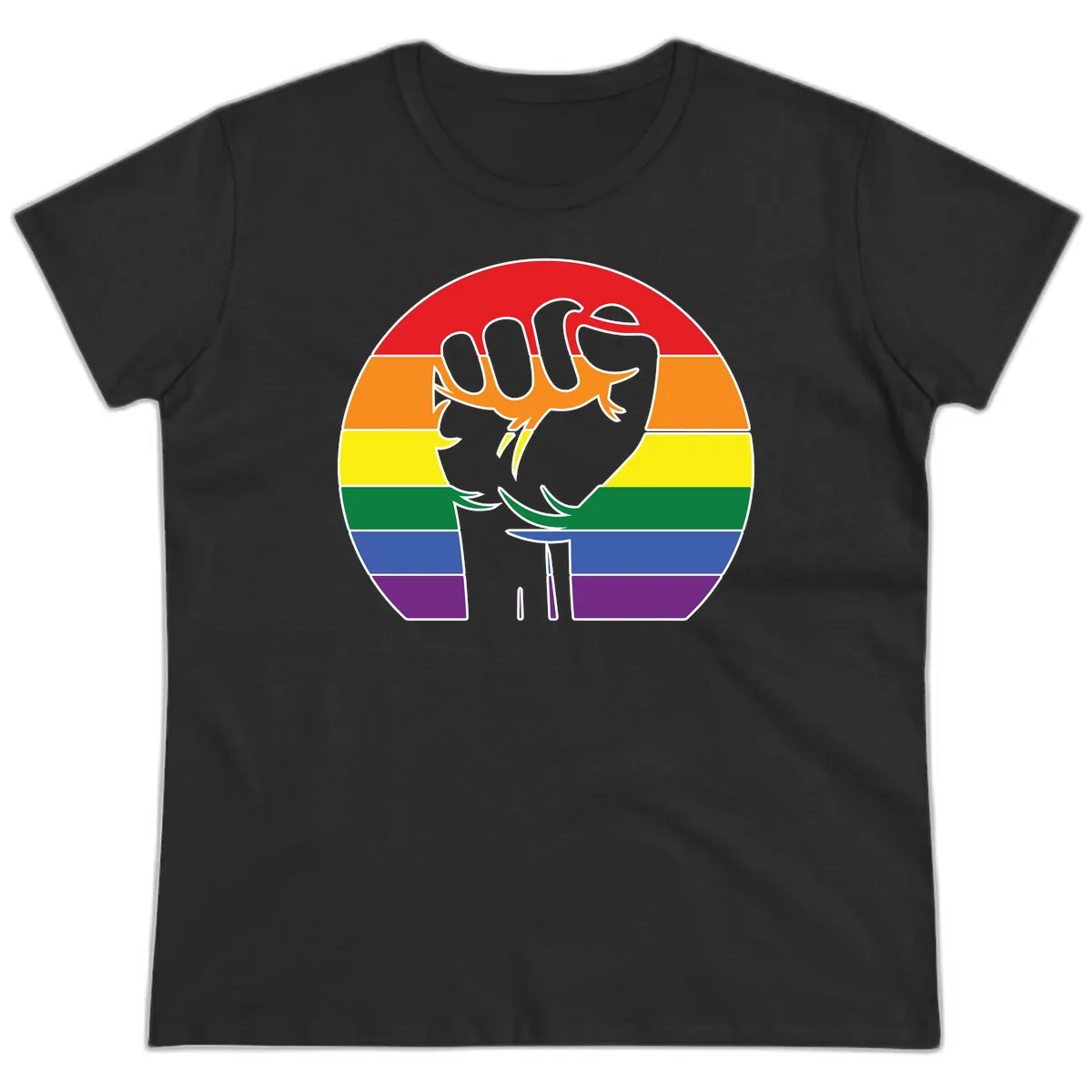 Dachshund Pride Rainbow Ladies Tee in Black