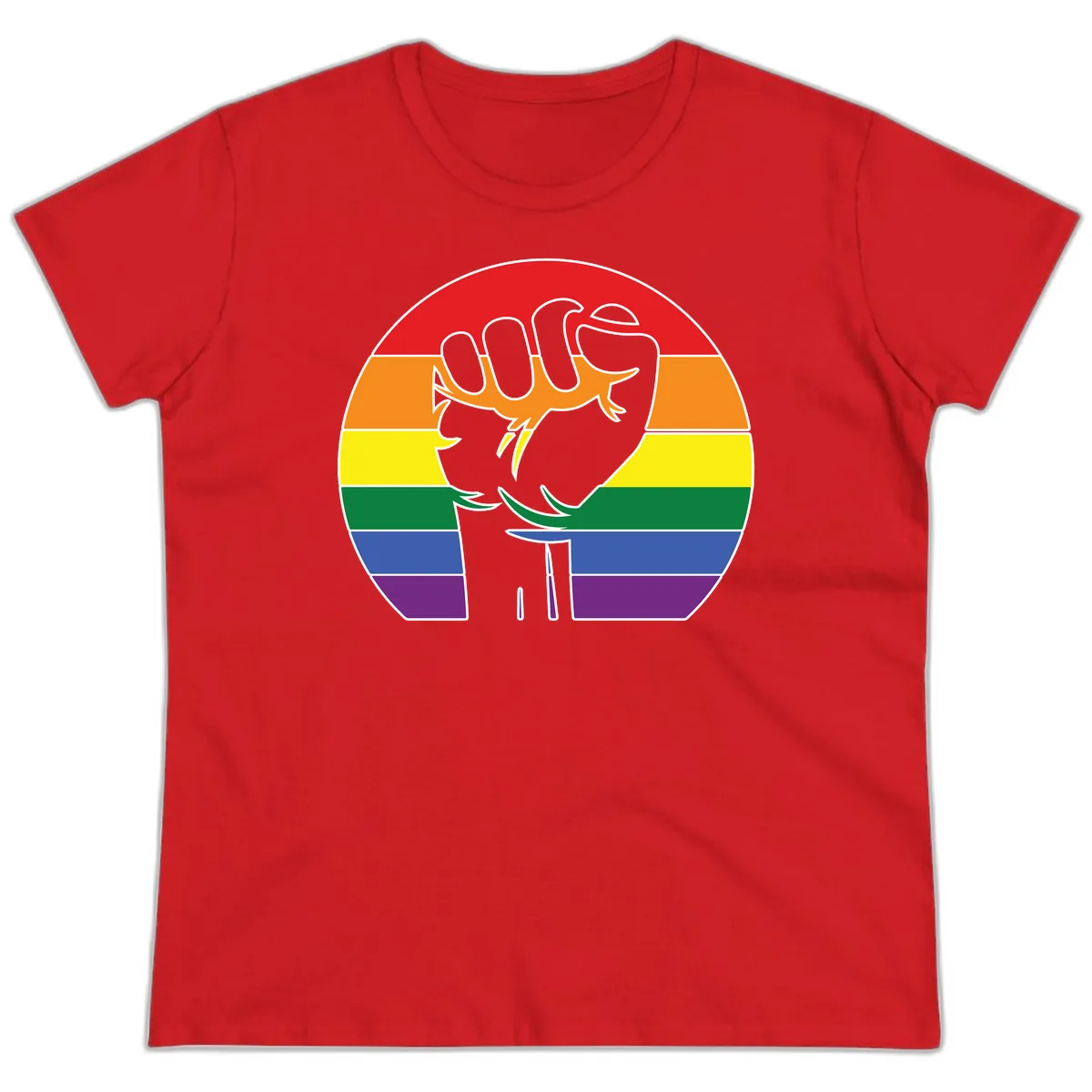 Dachshund Pride Rainbow Ladies Tee in Red
