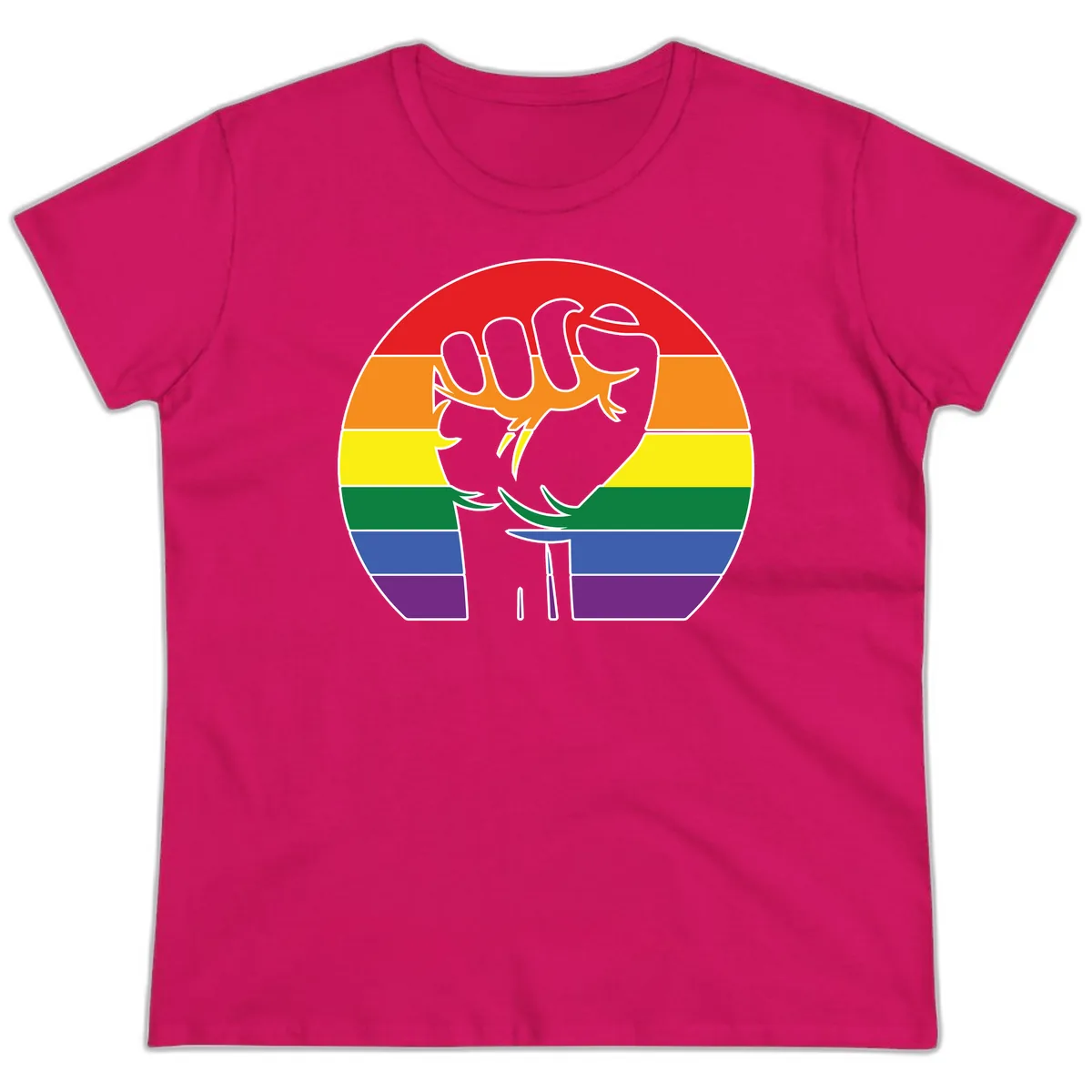 Dachshund Pride Rainbow Ladies Tee in Heliconia